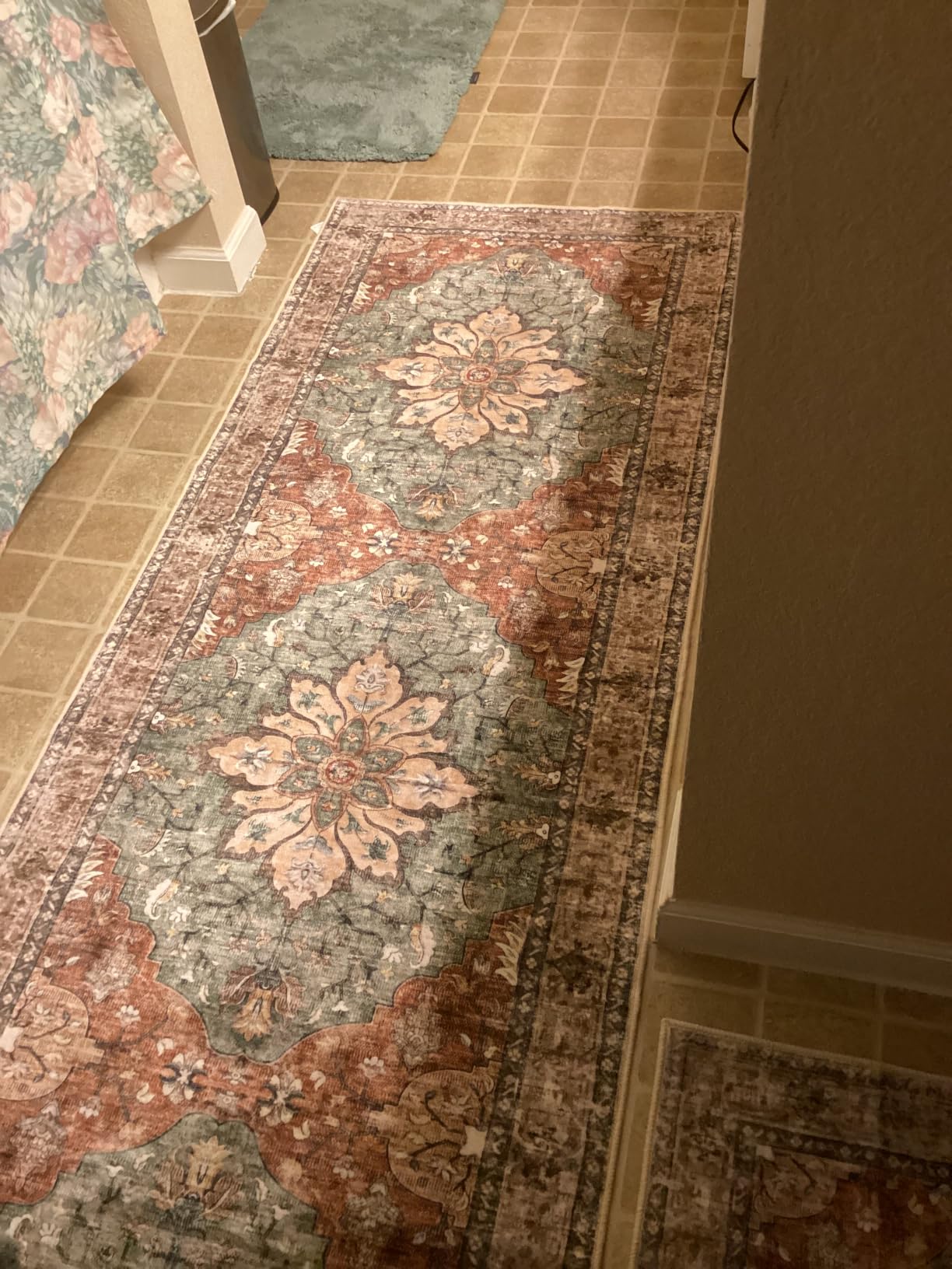 RELEANY Washable Area Rug, Large 9'x12', Brick/Brown/Green customer photo 2