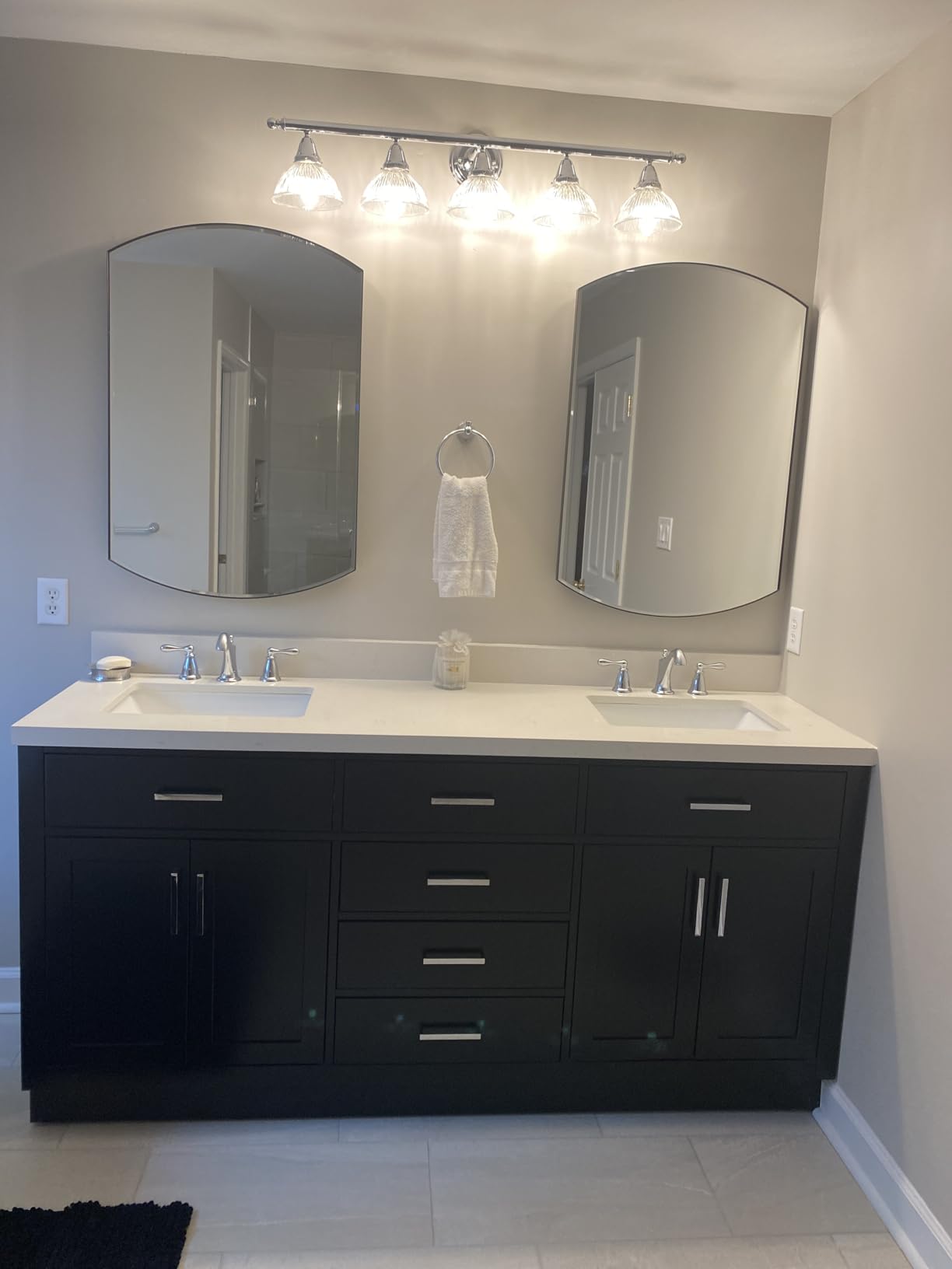 ARIEL Hepburn 72-inch Bathroom Vanity with Sink,Solid Wood, 1.5-inch Carrara White Quartz Countertop & Backsplash, Double Rectangular Porcelain Sink, 4 Soft Closing Doors, 6 Dovetail Drawers, White customer photo 1