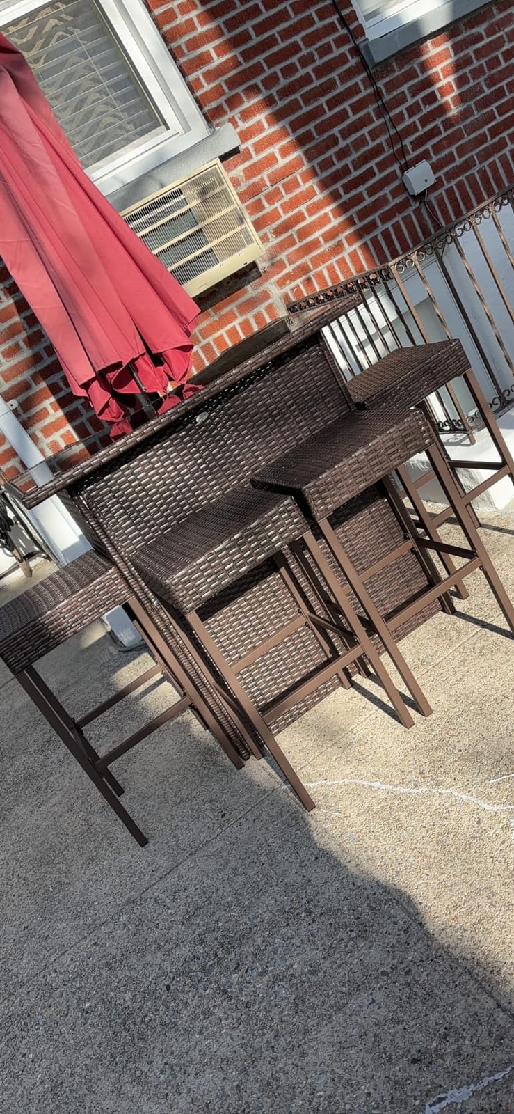 Outsunny 5 Piece Wicker Outdoor Bar Set with Glass Table Top Dark Gray customer photo 2