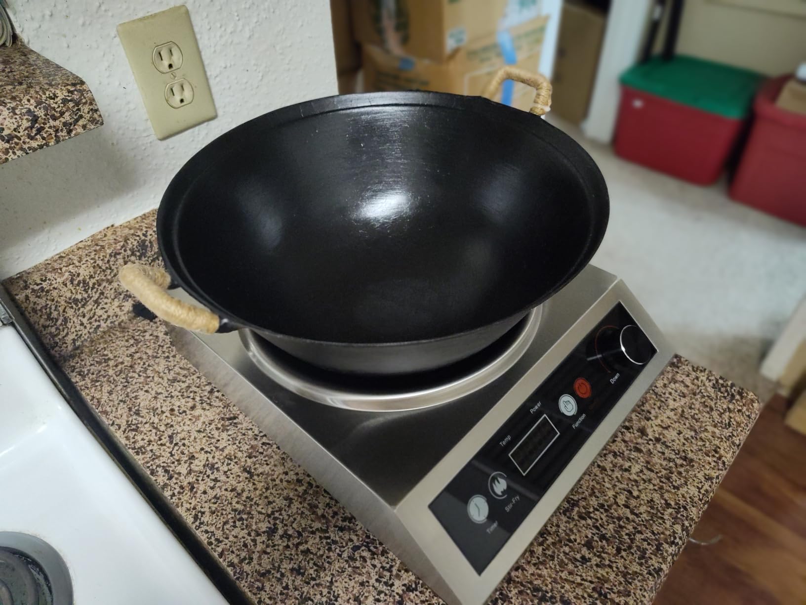 1800W Electric Wok Used For Home And Commercial,Induction Wok With Concave Surface Stainless Steel Strong Power Dual Control Mode 10 Power And Temp 24H Timer Induction Cooktop For Cooking customer photo 2
