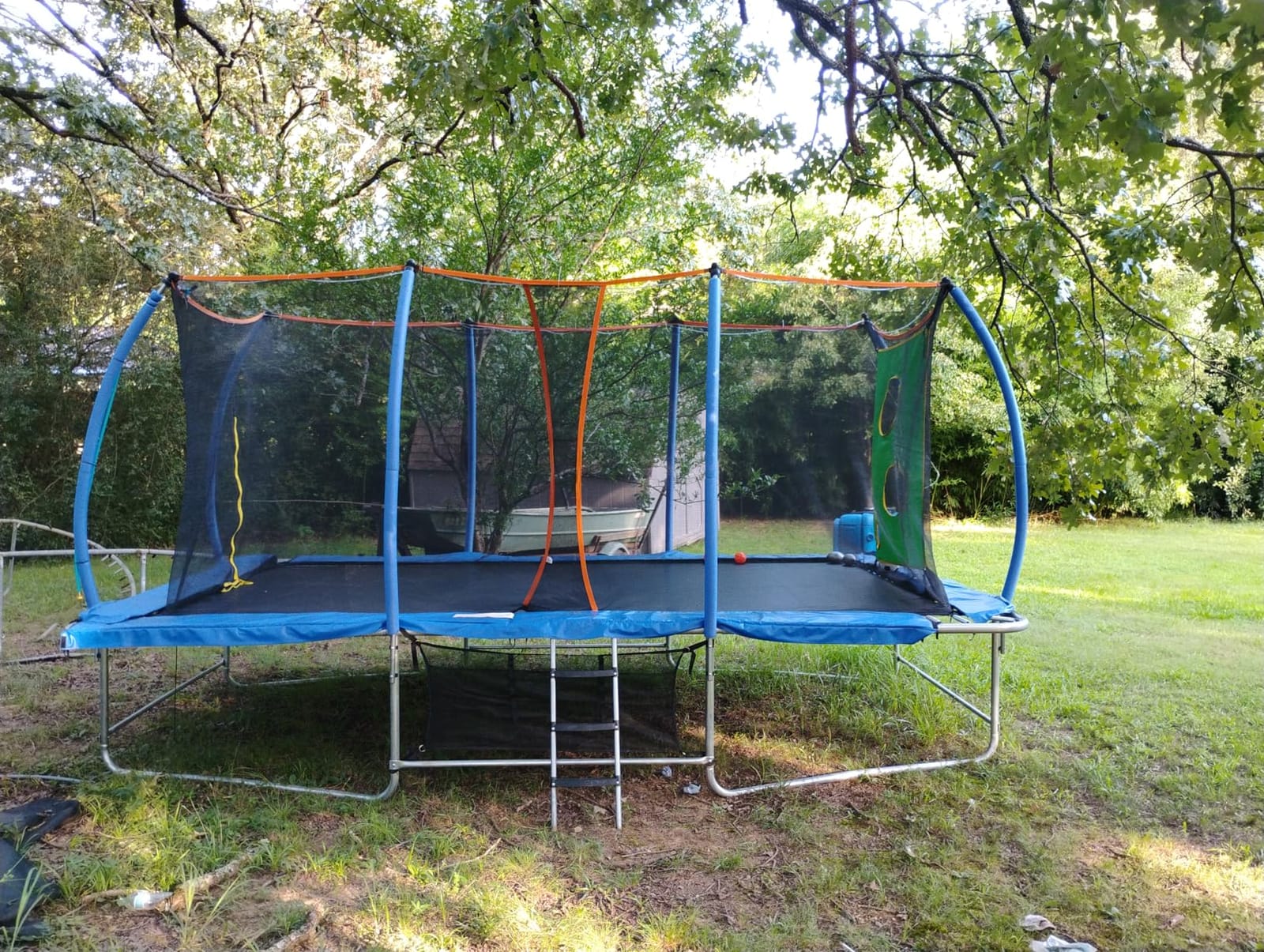 Lyromix 14FT & 16FT Outdoor Rectangle Trampoline for Kids & Adults, Curved Poles, Pumpkin Color, Light, Sprinkler, Soccer & Storage Bag customer photo 1