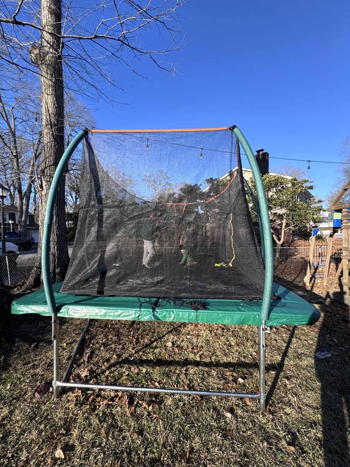 Lyromix 14FT & 16FT Outdoor Rectangle Trampoline for Kids & Adults, Curved Poles, Pumpkin Color, Light, Sprinkler, Soccer & Storage Bag customer photo 2
