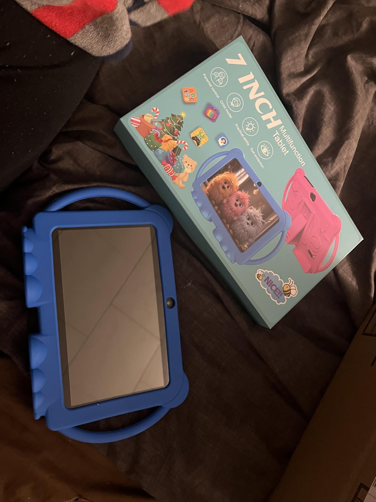 HOTTABLET Kids Tablet 7 inch Android, 4GB RAM 32GB ROM, 1TB Expandsion, with Parental Control, WiFi, Bluetooth, Dual Camera with Silicone Case, 1PCS (Blue) customer photo 1