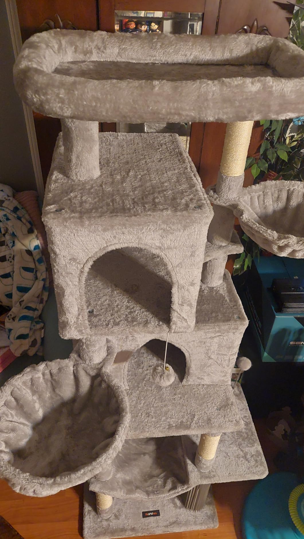 Feandrea Cat Tree, 69-in Large Cat Tower, Multi-Level Condo, Dove Gray | for Adult Cats Indoor, with 5 Scratching Posts, 2 Baskets, 2 Caves, Perch, Self-Groomer, Hammock, Toy Ball, Easy to Assemble customer photo 2
