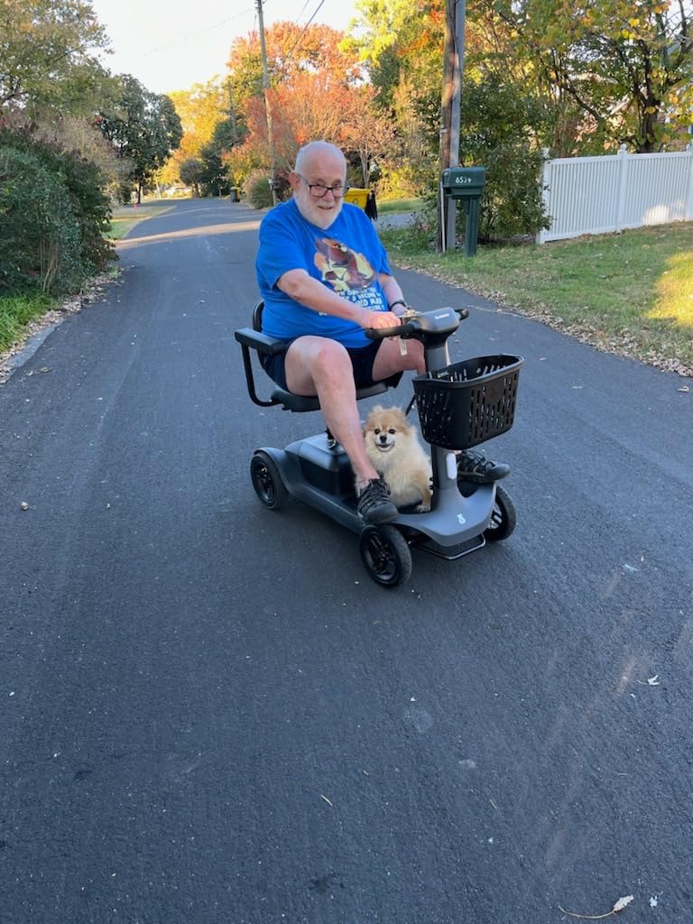 Glashow S1 Mobility Scooter for Adults, 4-Wheel Electric Mobility Scooter – 25-Mile Range, 6 mph, Smart Safety Features, Spacious Legroom, Swivel Seat, Headlight & Basket, Charger Included – Dark Gray customer photo 2