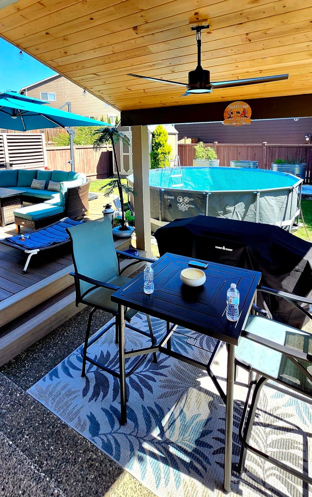 Best Choice Products 10x10ft Cantilever Patio Umbrella w/Base Included, Solar LED Lights 360 Rotation Large Offset Hanging Outdoor Shade for Deck Pool Backyard w/Stand – Deep Taupe customer photo 2
