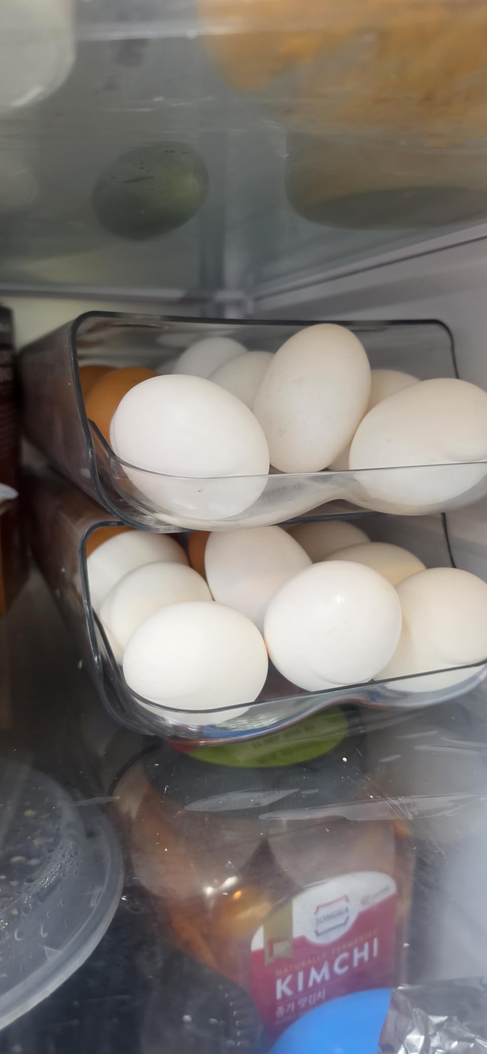 theaoo Egg Holder for Fridge, Automatic Rolling Egg Container, Clear, 2Pack | Quick Removable Inner Tray For Easy Egg Loading. Stackable Egg Dispenser For Refrigerator Storage and Organization customer photo 2