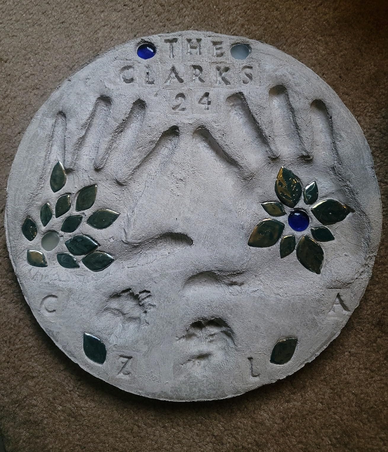 Large DIY Stepping Stone Kit, Handprint Stepping Stone, Mother's Day Gift, Footprint Stepping Stone (14 Inch + Stamp Set) customer photo 2