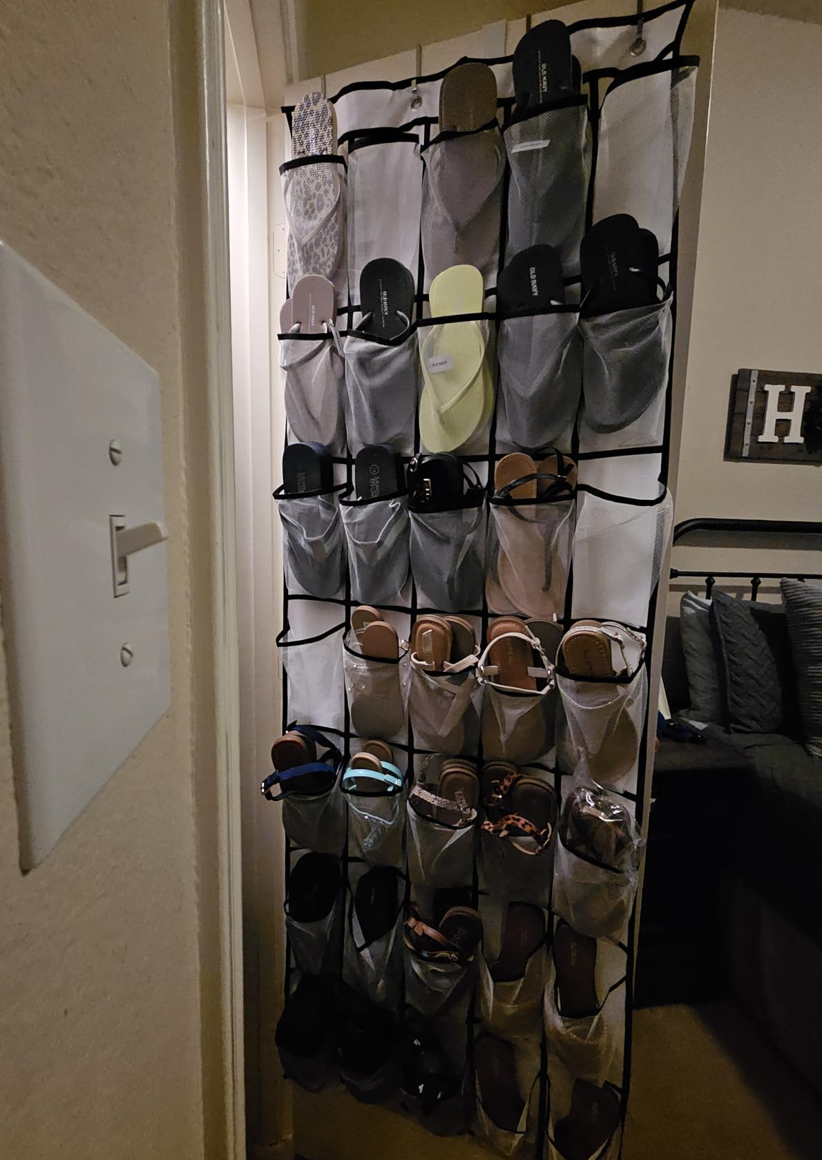 MISSLO 35 Large Pockets Over The Door Shoe Organizer Sturdy Oxford Fabric Hanging Shoe Rack for Door Mesh Closet Shoe Holder Hanger, Grey customer photo 1