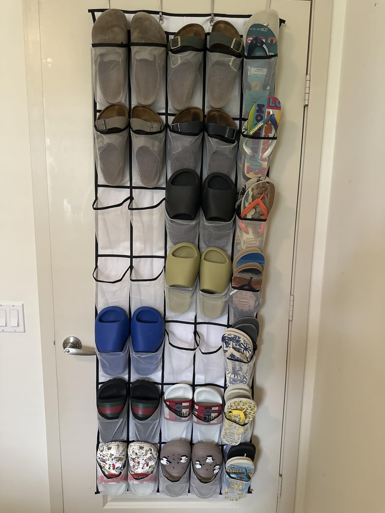 MISSLO 35 Large Pockets Over The Door Shoe Organizer Sturdy Oxford Fabric Hanging Shoe Rack for Door Mesh Closet Shoe Holder Hanger, Grey customer photo 2