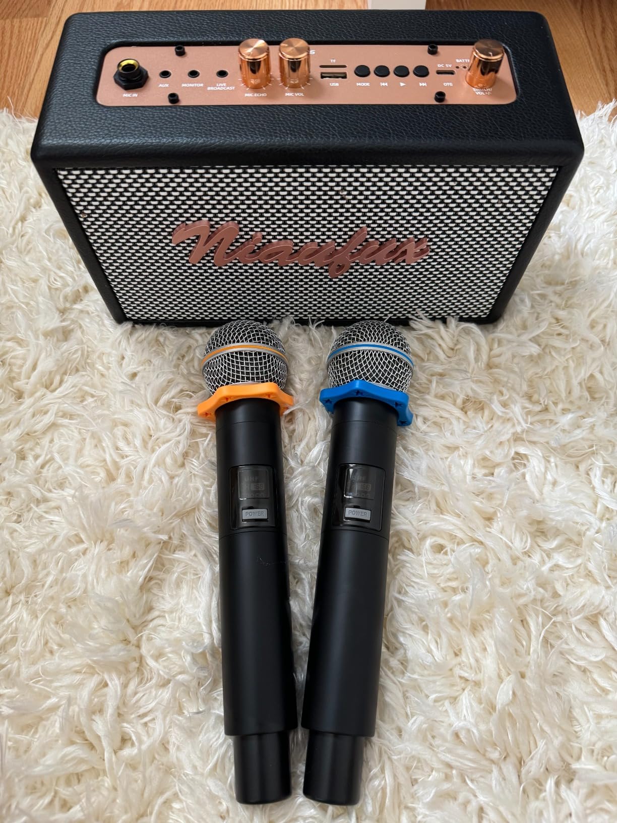 Karaoke Machine, Retro-Design Speaker with 2 Wireless Microphones for Adults & Kids, Portable Karaoke System for Home Party, Bluetooth/AUX/USB/TF/TWS Support, Gifts for Women & Girls customer photo 2