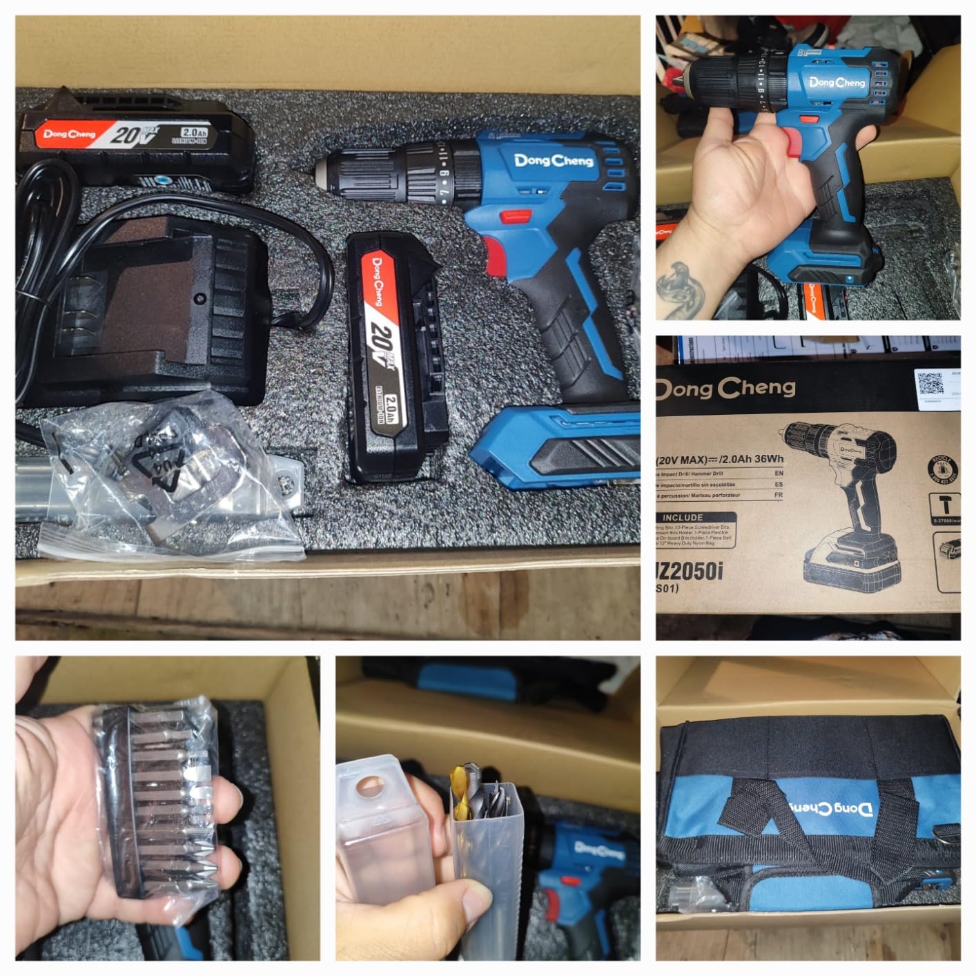 Dong Cheng 20V Brushless Heavy-duty Impact Drill, 443 in-lbs, 27000 IPM, 1/2
