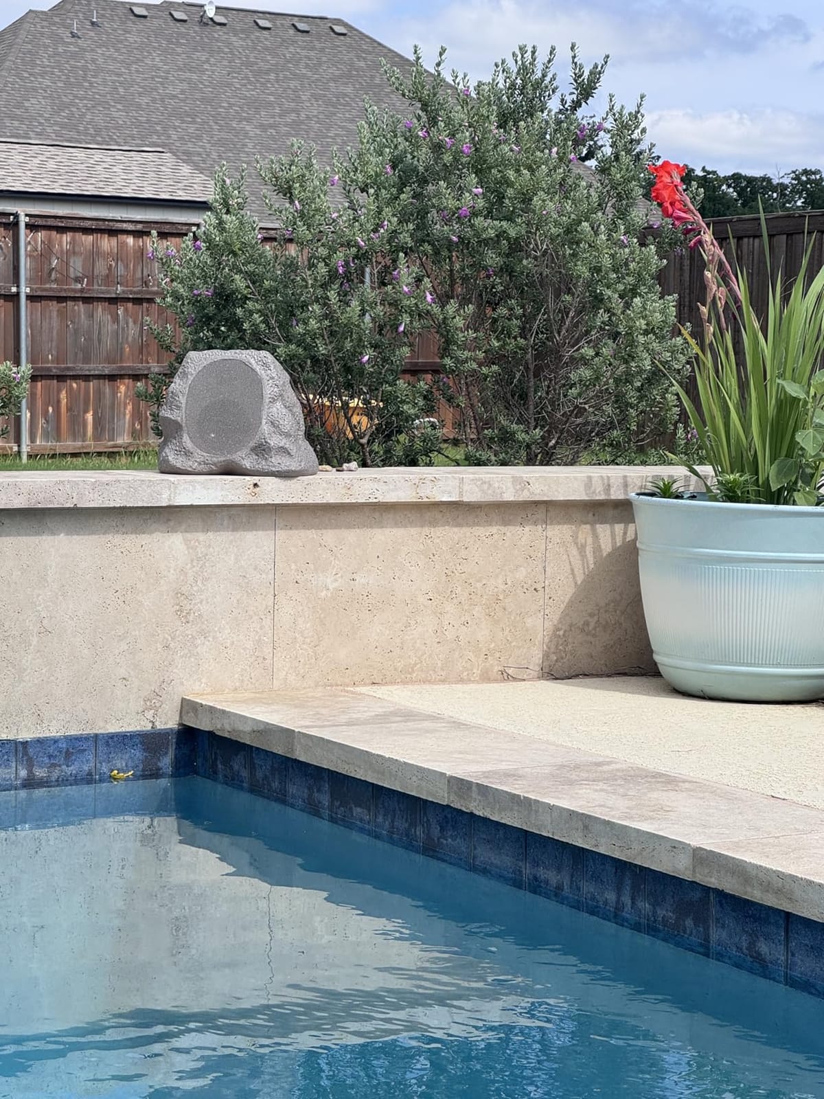 Victrola Rock Speaker Connect - Outdoor Bluetooth Solar Speaker - Granite | Rock-shaped outdoor speaker, Bluetooth 5.3, solar and USB-C charge, 22-hr battery, link up to 20, IP65 customer photo 2
