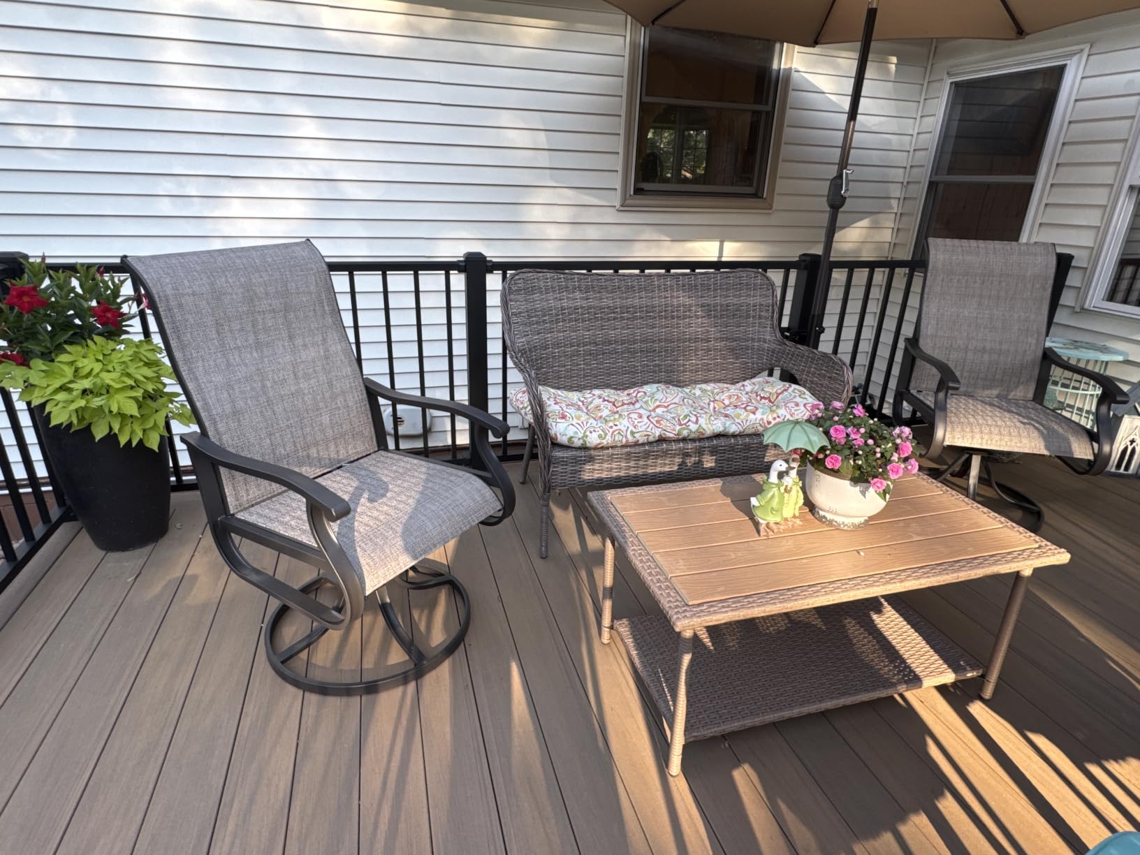 Patio Swivel Chairs Set of 2, Outdoor Rocking Dining Chairs with High Back customer photo 1