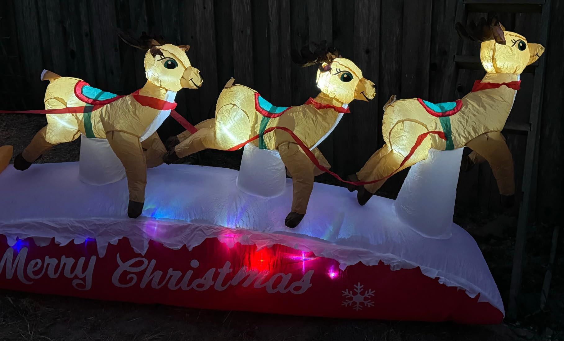Danxilu Christmas Inflatables 10 FT Long Santa Sleigh and Reindeer Decor customer photo 2