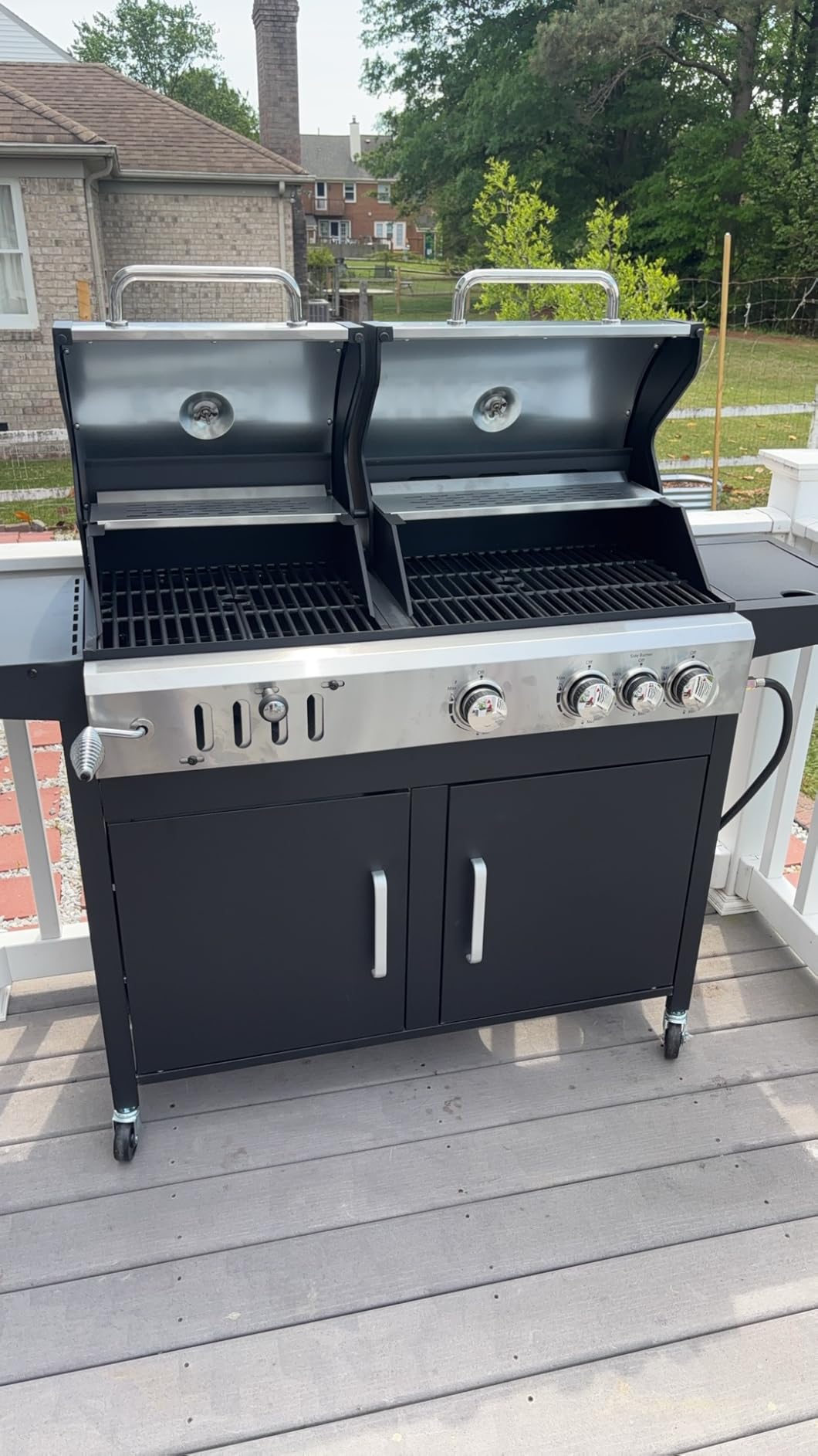 MFSTUDIO Gas and Charcoal Grill Combo w/Side Burner, Dual Fuel, Black customer photo 1