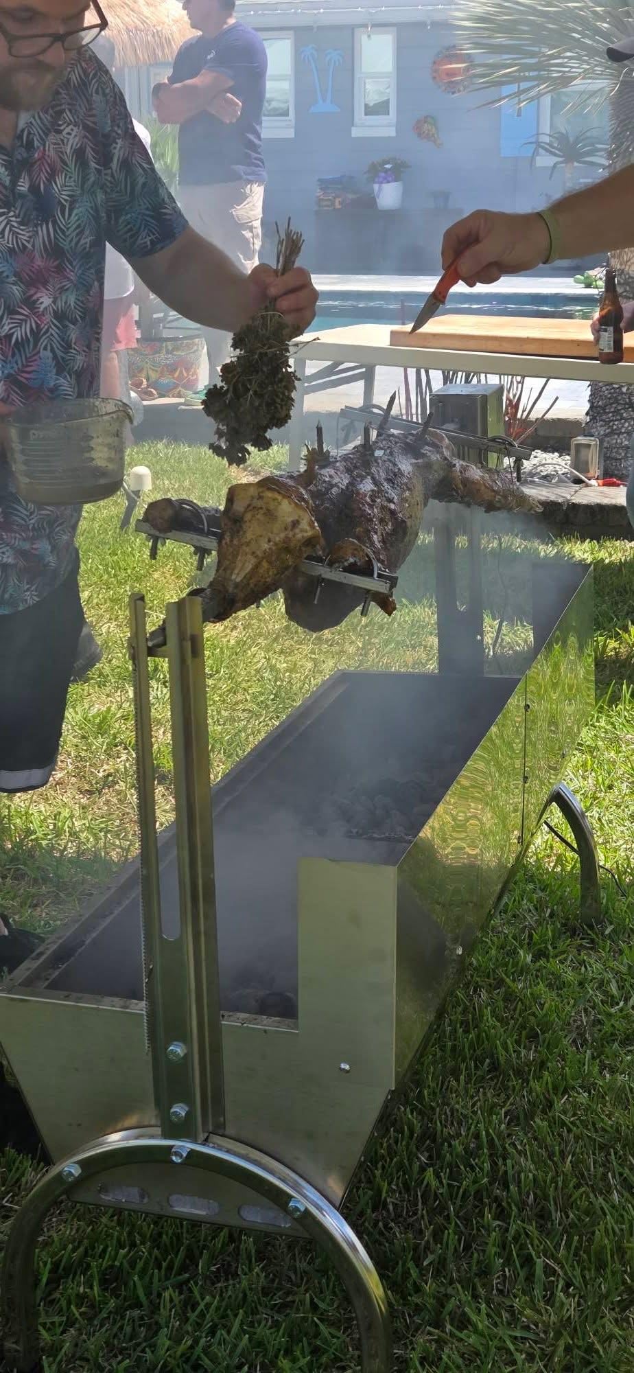 DEWOSEN 50W Rotisserie Grill With Wind Screen - 51 Inch BBQ Outdoor Pig & Lamb Spit Roaster - 132LBS/60KG Stainless Steel Charcoal Spit Rotisserie Grill for Camping & Outdoor Barbecue customer photo 1