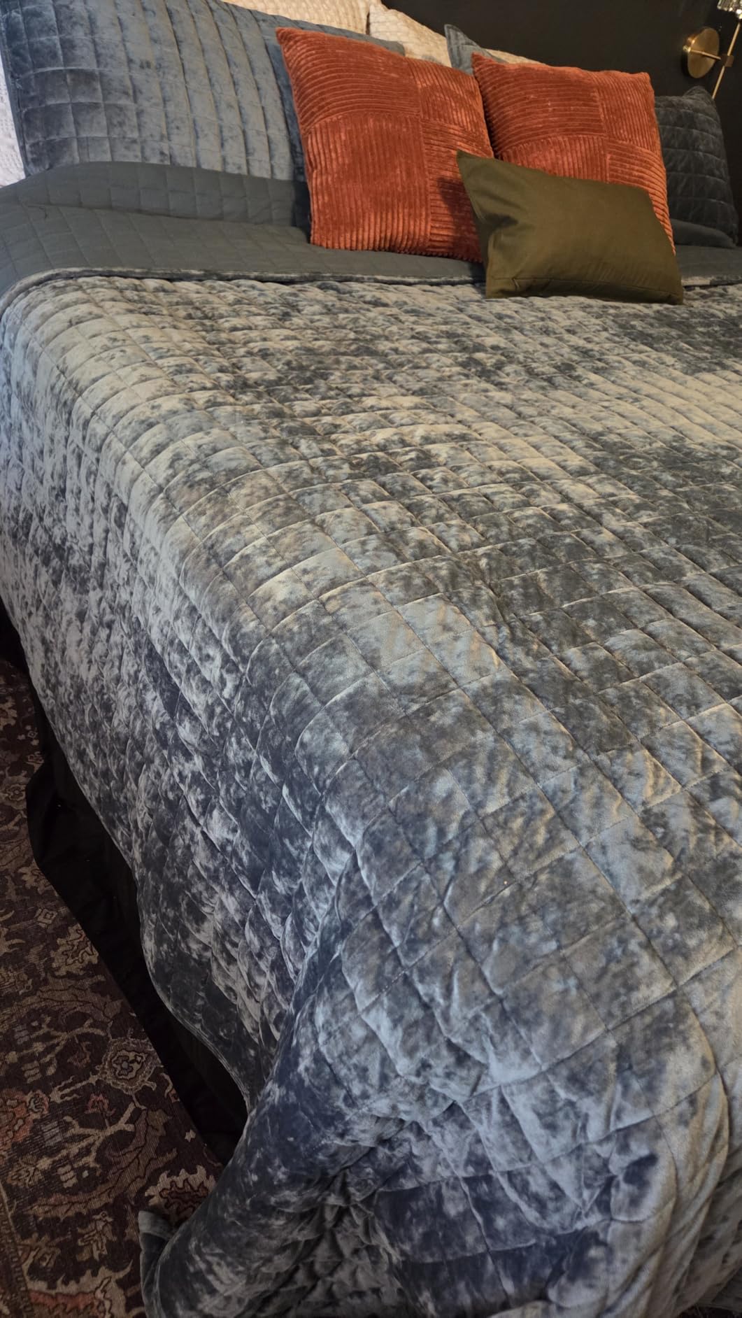 RECYCO Channel Box Stitch Velvet Quilt Set, King Size, Beige | Ultra Soft Lightweight Velvet Comforter, Luxury Oversized Bedspread Coverlet, Quilted Bedding Set for All Season with 2 Shams customer photo 1