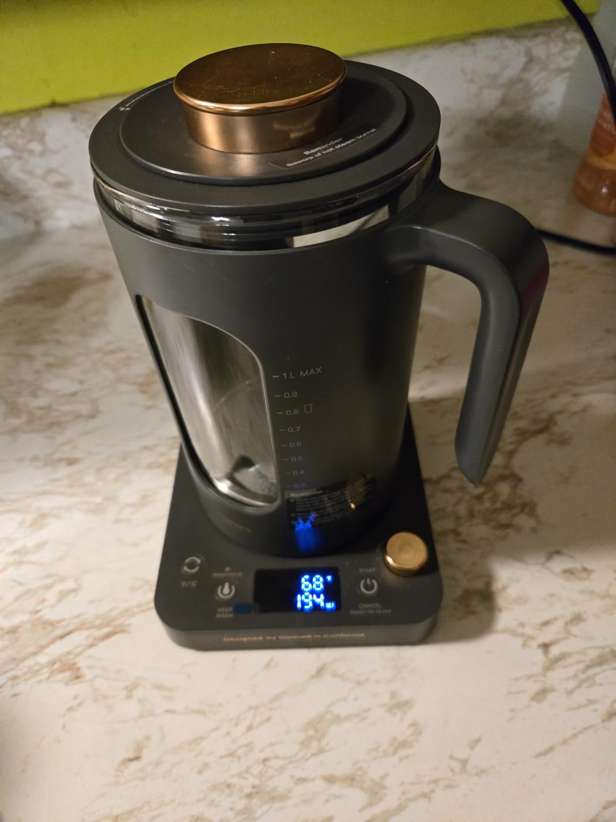 INTASTING Electric Tea Kettle with Infuser, ±1℉ Temperature Control, 1L | Borosilicate Glass, 1200W Fast Heating, Easy to Clean, Keep-warm, Auto shut-off, Dark Gray customer photo 2