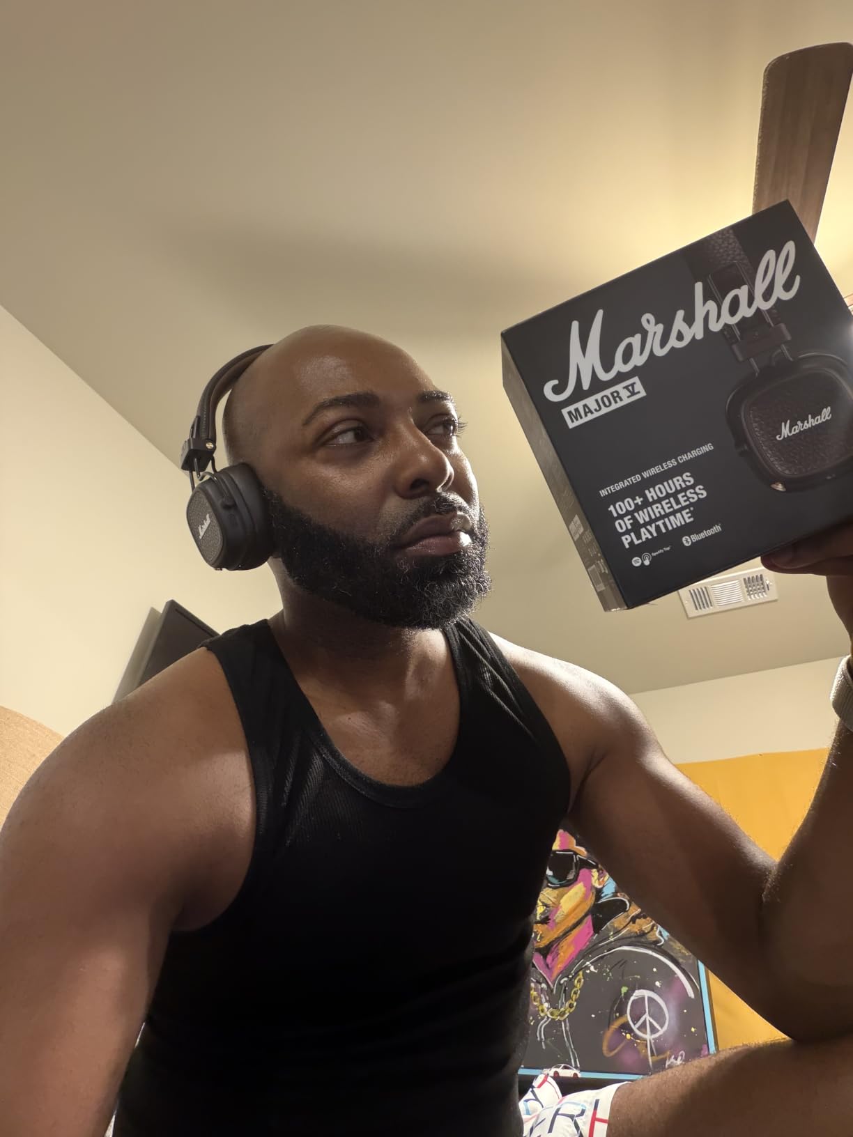 Marshall Major V Wireless On-Ear Bluetooth Headphones - Black | 100+ Hr Playtime | Microphone for Calls | Lightweight Foldable Design for Travel | Detachable Audio Cable customer photo 1