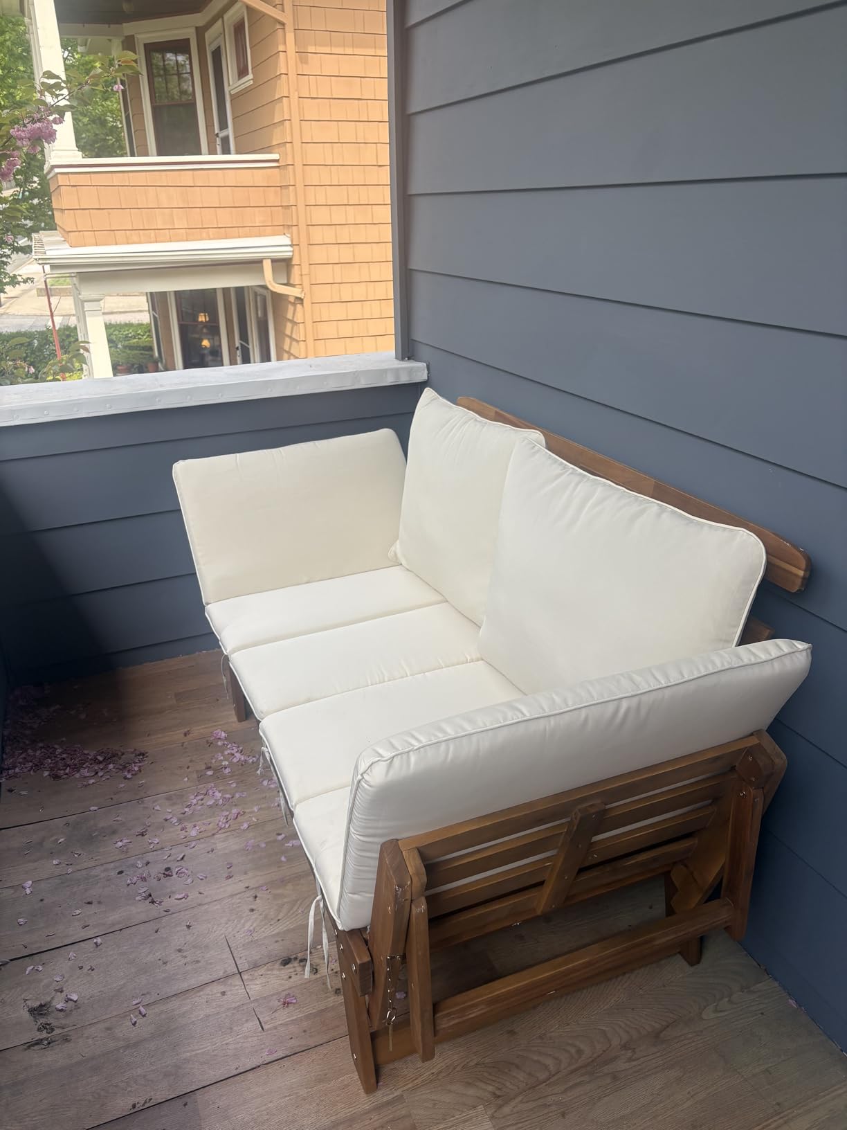 Devoko Outdoor Couch Acacia Wood Outdoor Sofa Balcony Furniture (Grey) customer photo 1