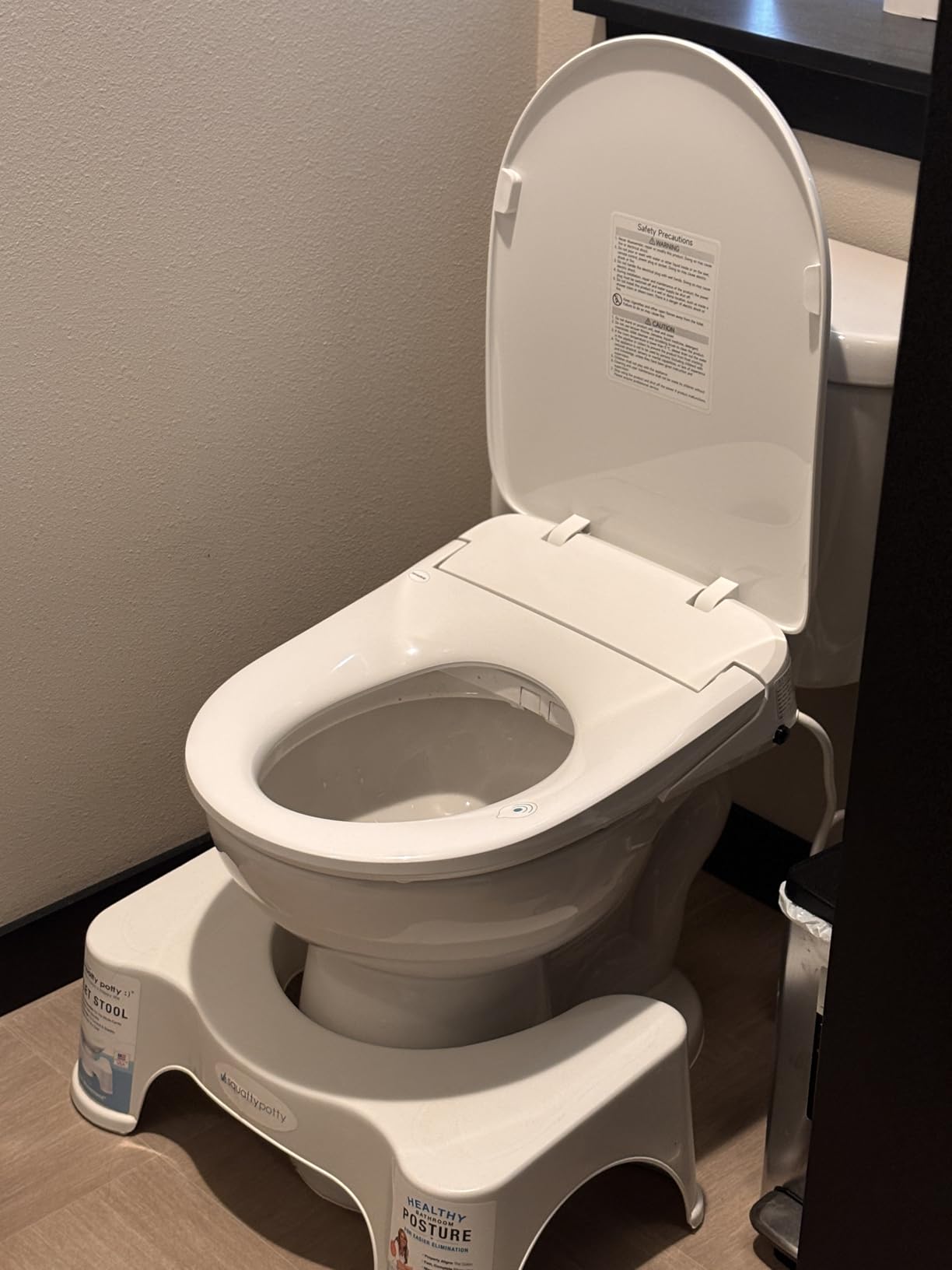 ALPHA BIDET iX Pure Bidet Toilet Seat in Elongated White | Ultra Low Profile | Endless Warm Water | Arced Stainless Steel Nozzle | Blue LED Nightlight | Dryer customer photo 1
