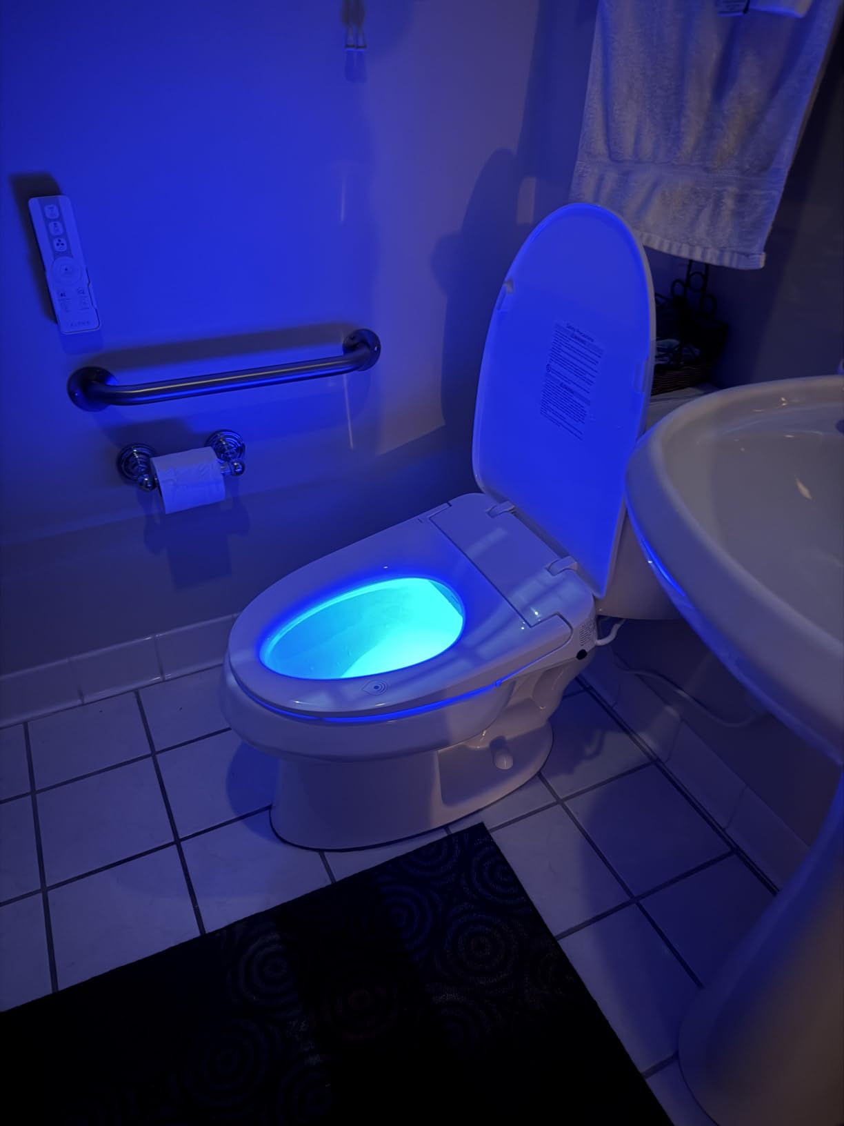 ALPHA BIDET iX Pure Bidet Toilet Seat in Elongated White | Ultra Low Profile | Endless Warm Water | Arced Stainless Steel Nozzle | Blue LED Nightlight | Dryer customer photo 2