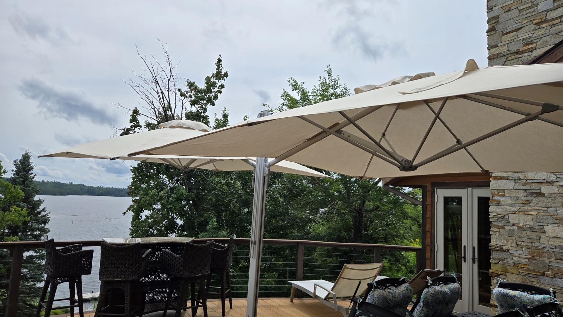 Grand patio 10x10 FT Large Patio Umbrella with Base, Double-Sided Outdoor Cantilever Aluminum Umbrella, Offset Umbrella with Cover for Commercial Use, Poolside, Deck, Backyard, Gray customer photo 1