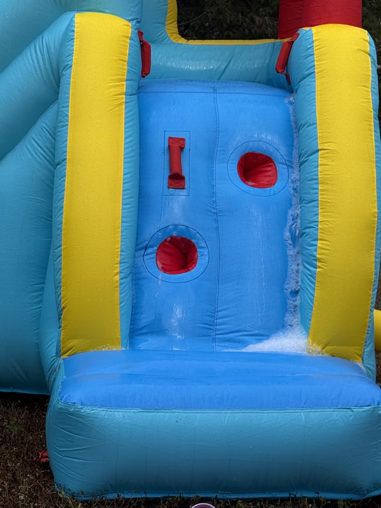 Inflatable Water Slide, Blow Up Water Slide with Climbing Wall, Water Slide for Kids Backyard with Basketball Hoop, Water Cannon and Splash Pool customer photo 1