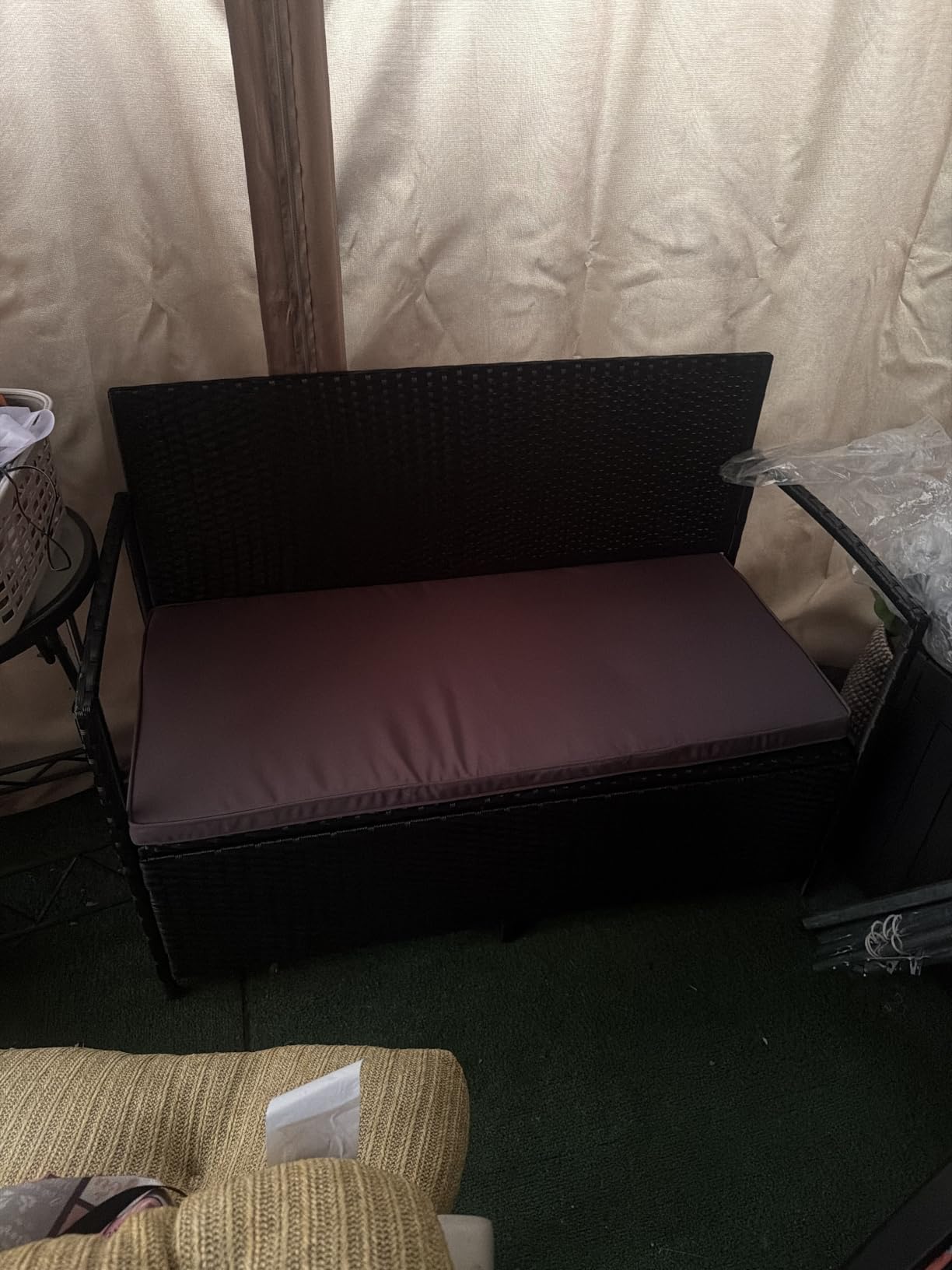 Greesum Patio Loveseat PE Rattan Wicker Outdoor Furniture,Black & Gray customer photo 2