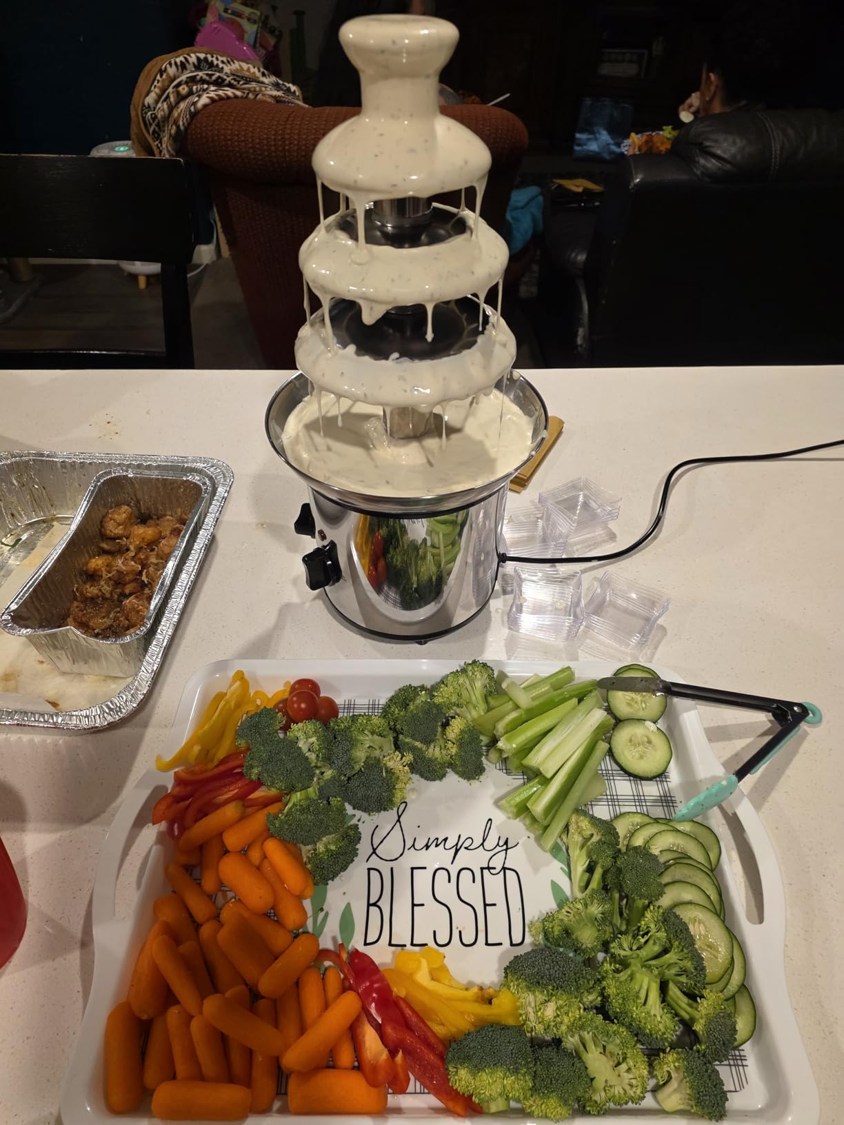 Chocolate Fountain, 4 Tier Chocolate Fondue Fountain Electric Melting Machine for Parties, Nacho Cheese, Ranch, Sauce, Wedding, Chocolate Fountain Machine with 4pcs Stainless Steel Forks(4 LB) customer photo 1