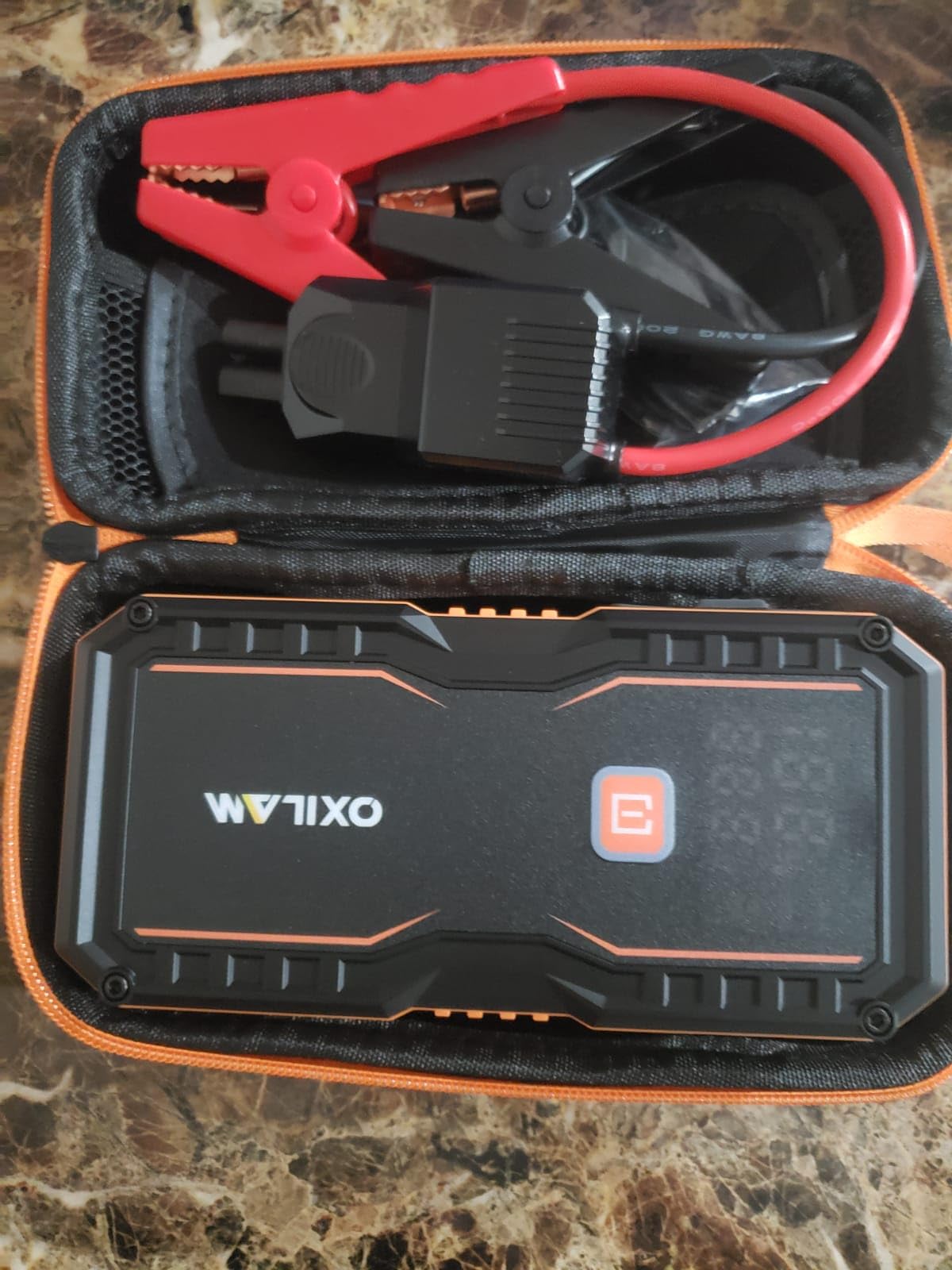 OXILAM Jump Starter 6000A for All Gas/12L Diesel, Car Battery Jumper Starter Portable, 12V Lithium Jump Box with Jumper Cables, LED Display, LED Light, Power Bank with USB, Type C Port customer photo 2