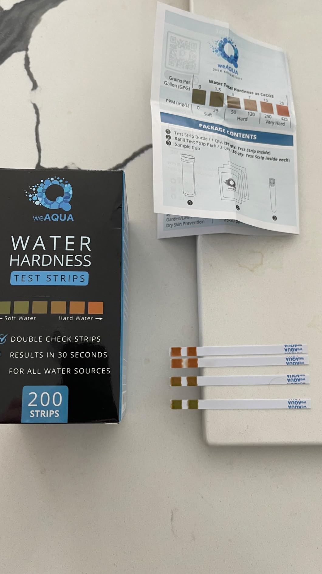 WeAQUA DoubleCheck Water Hardness Test Kit 200 Strips with Sample Cup - Hard Water Testing Strips (0-25 gpg / 0-425 ppm) customer photo 2