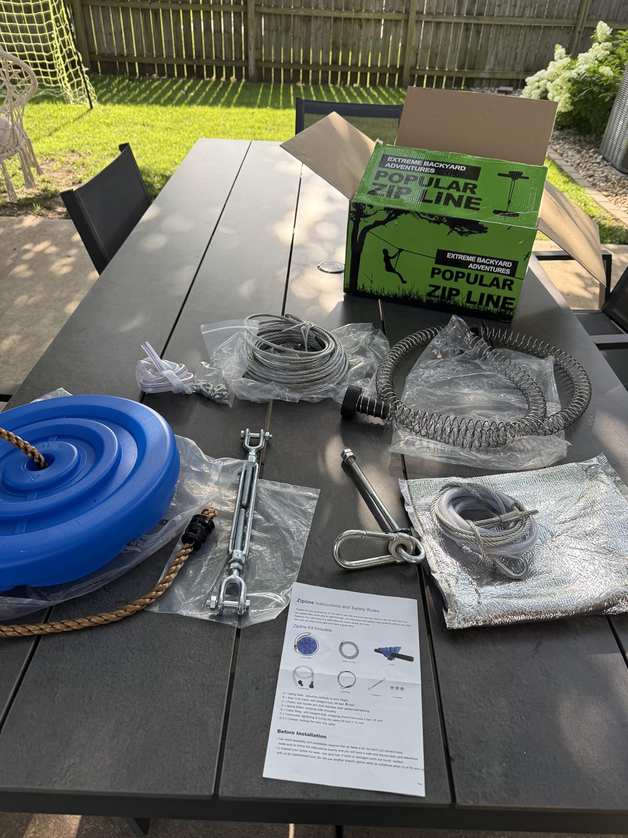 X XBEN Zip line Kits for Backyard 65FT, Ziplines for Kids and Adults | Included Swing Seat, Ziplines Brake, and Steel Trolley, Outdoor Playground Equipment, ASTM/CPC, Easy Setup,Gift Package customer photo 2