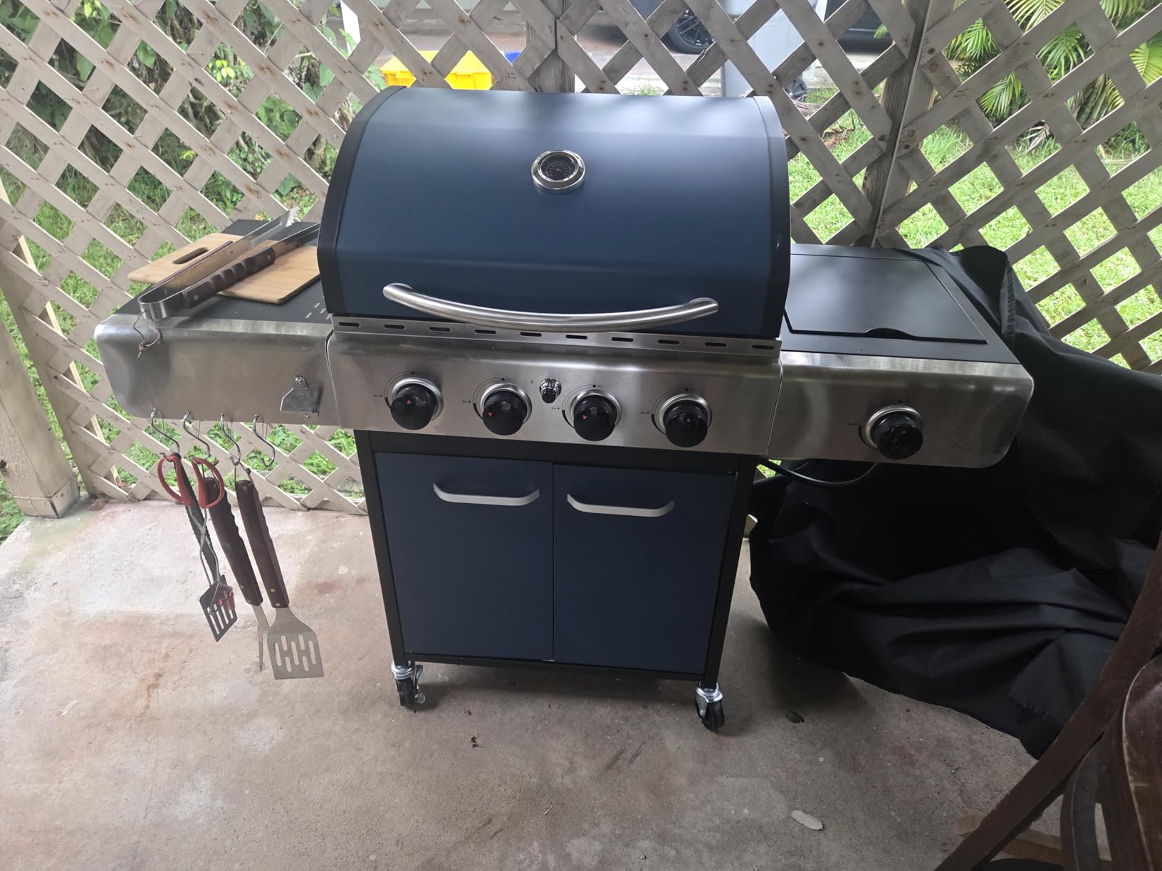 Sophia & William 4 Burner Propane Gas BBQ Grill with Side Burner, Blue, 42,000 BTU Porcelain-Enameled Cast Iron Grates Barbecue Grills for Backyard Outdoor Cooking, Patio Family Party, 542 SQ.IN. customer photo 2