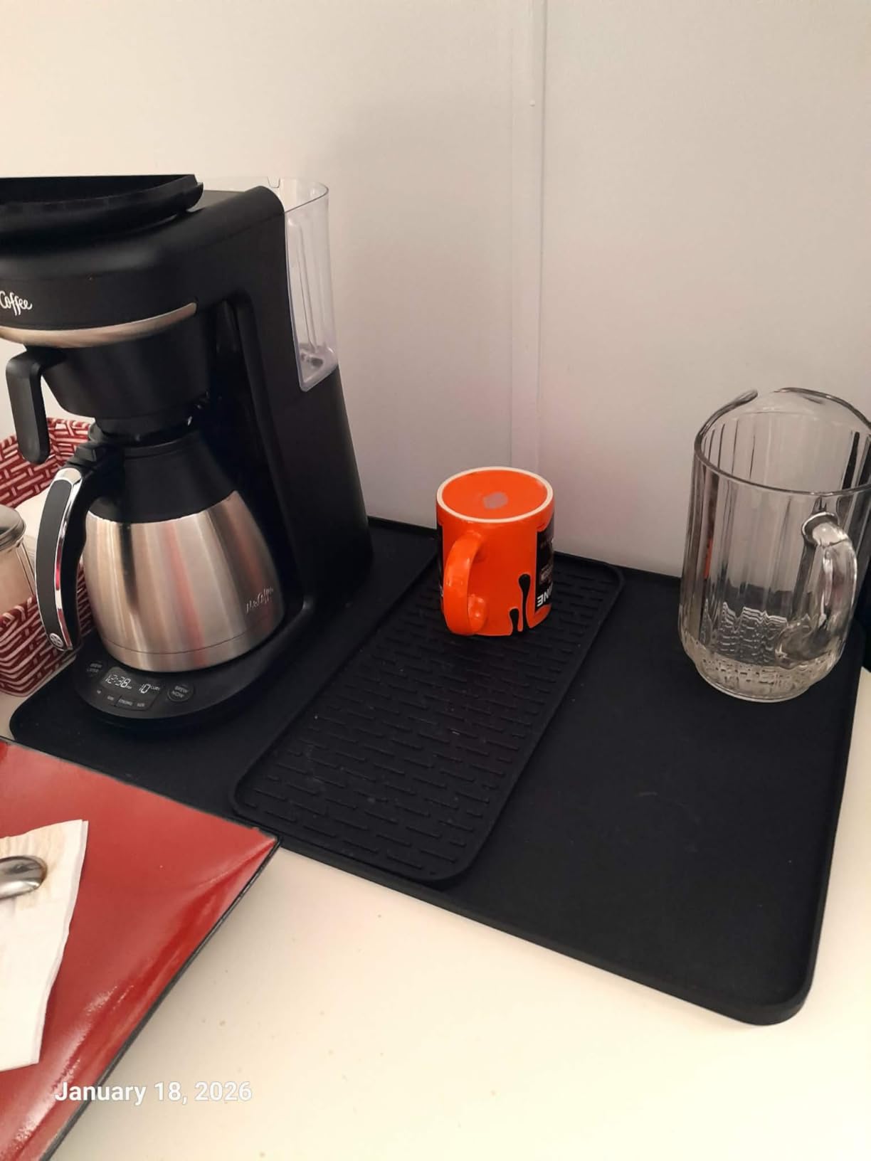 Silicone Coffee Mat, 24''x16'' Bar Mat with Detachable Dish Drying Mat - Fits Under Coffee Maker & Dish Rack customer photo 2