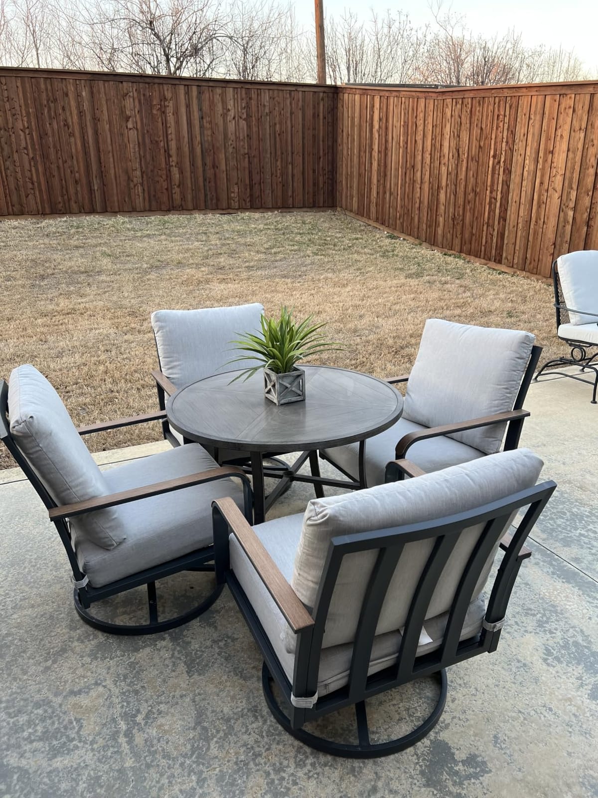 3 Piece Outdoor Bistro Set, Swivel Rocking Chairs with 6 inch Thick Cushion customer photo 1