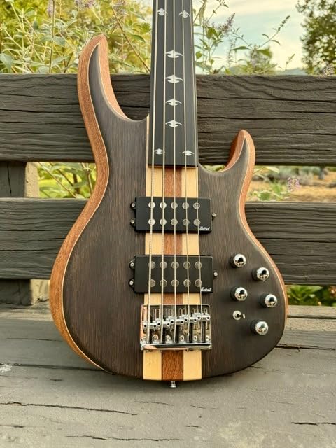 TARIO Fretless 5 string electric bass Guitar Millettia Laurentii Top Okoume body composite ebony fingerboard customer photo 2