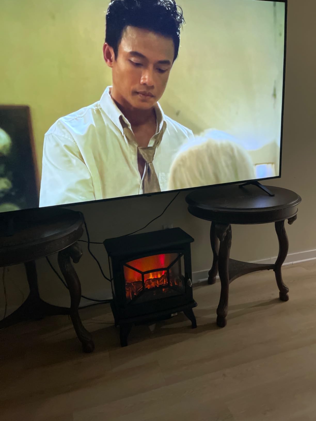 Silonn Electric Fireplace Heater, Quick Heating Portable Fireplace with App & Remote,24″ Electric Corner Fireplace Low Noise with 5 Brightness Levels,Temp Control & Timer for Living Room,Bedroom,Black customer photo 2