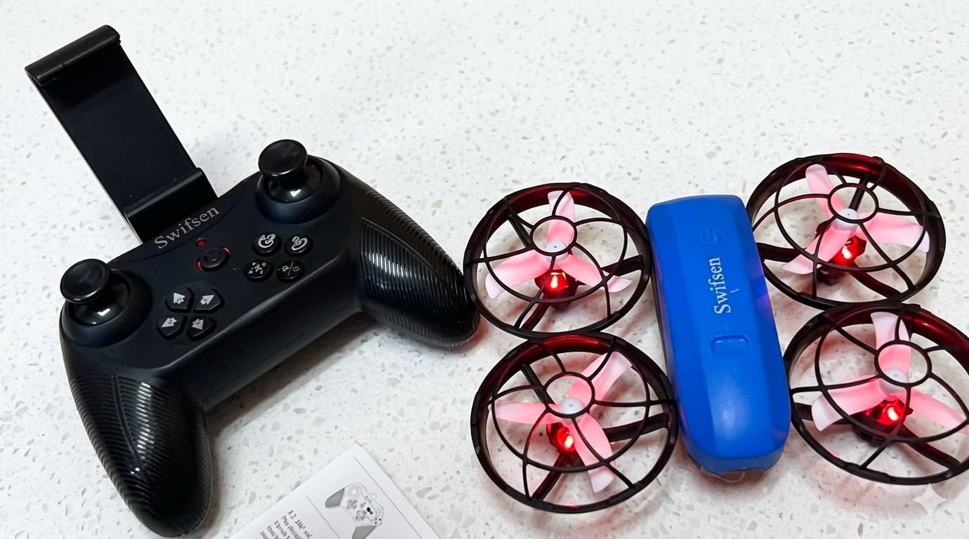 Swifsen Kids Drone with Camera & Optical Flow Positioning - Mini RC Quadcopter with Full Protection Guard, 2 Modular Batteries, Colorful LED Lights - Easy to Fly Gift for Boys & Beginners (Upgraded Version). customer photo 2