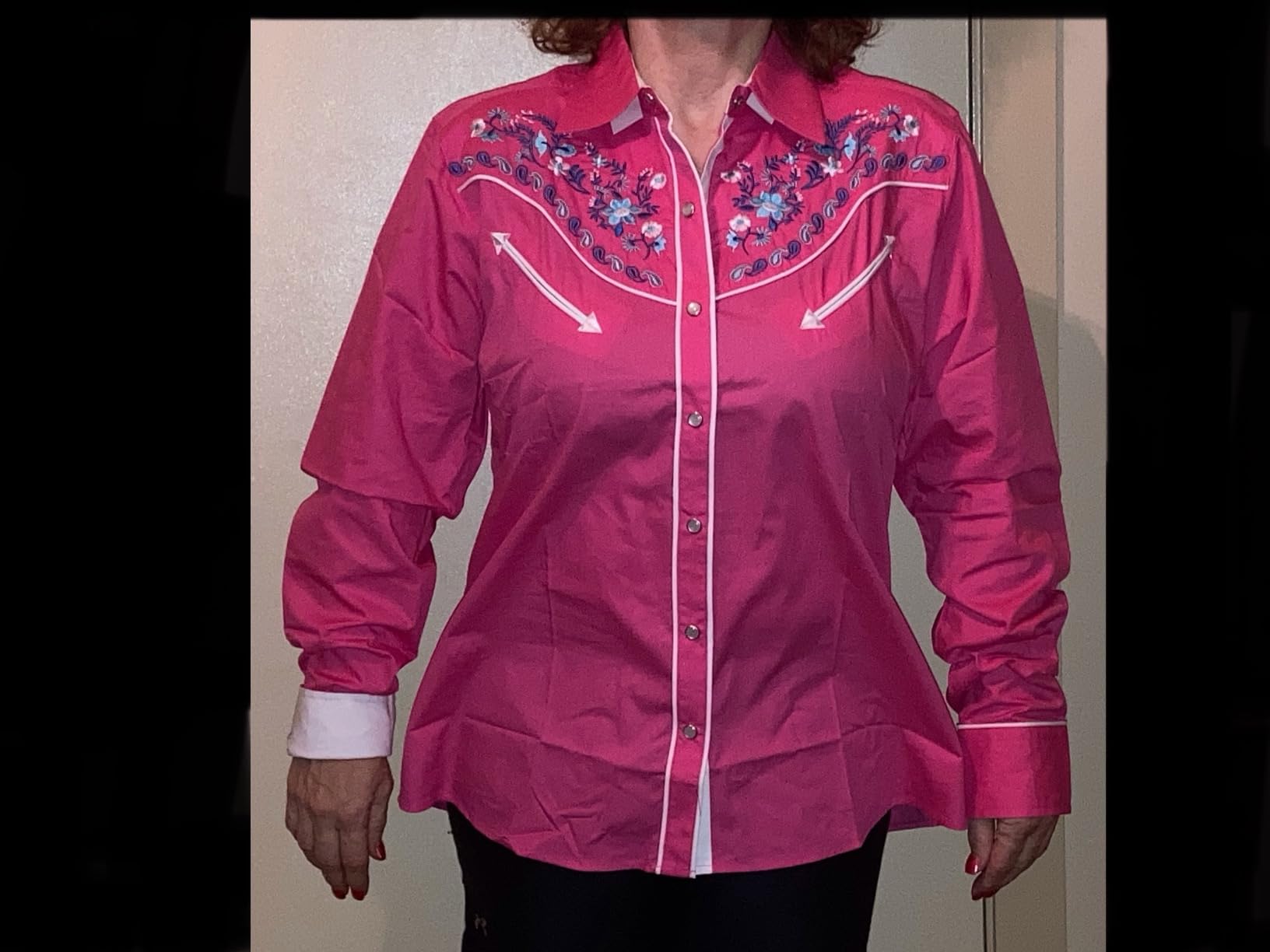 SALVAJE OESTE Women's Embroidered Western Cowgirl Slim Fit Shirt Long Sleeve Snap Button Down Shirt with Embroidery customer photo 2