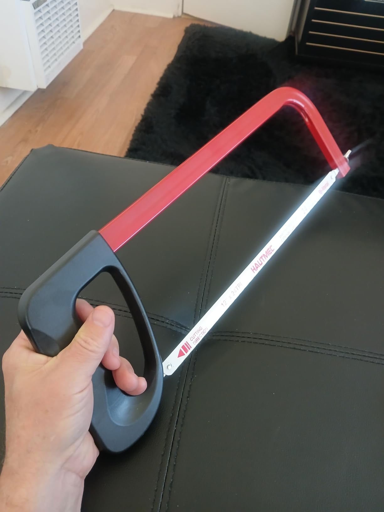 HAUTMEC 12-Inch Hacksaw, High Tension Hack Saw Frame with 24 TPI Bi-Metal HSS Blade, Hand Saw for Cutting Metal, Steel Pipe, PVC & Wood (HT0398) customer photo 2