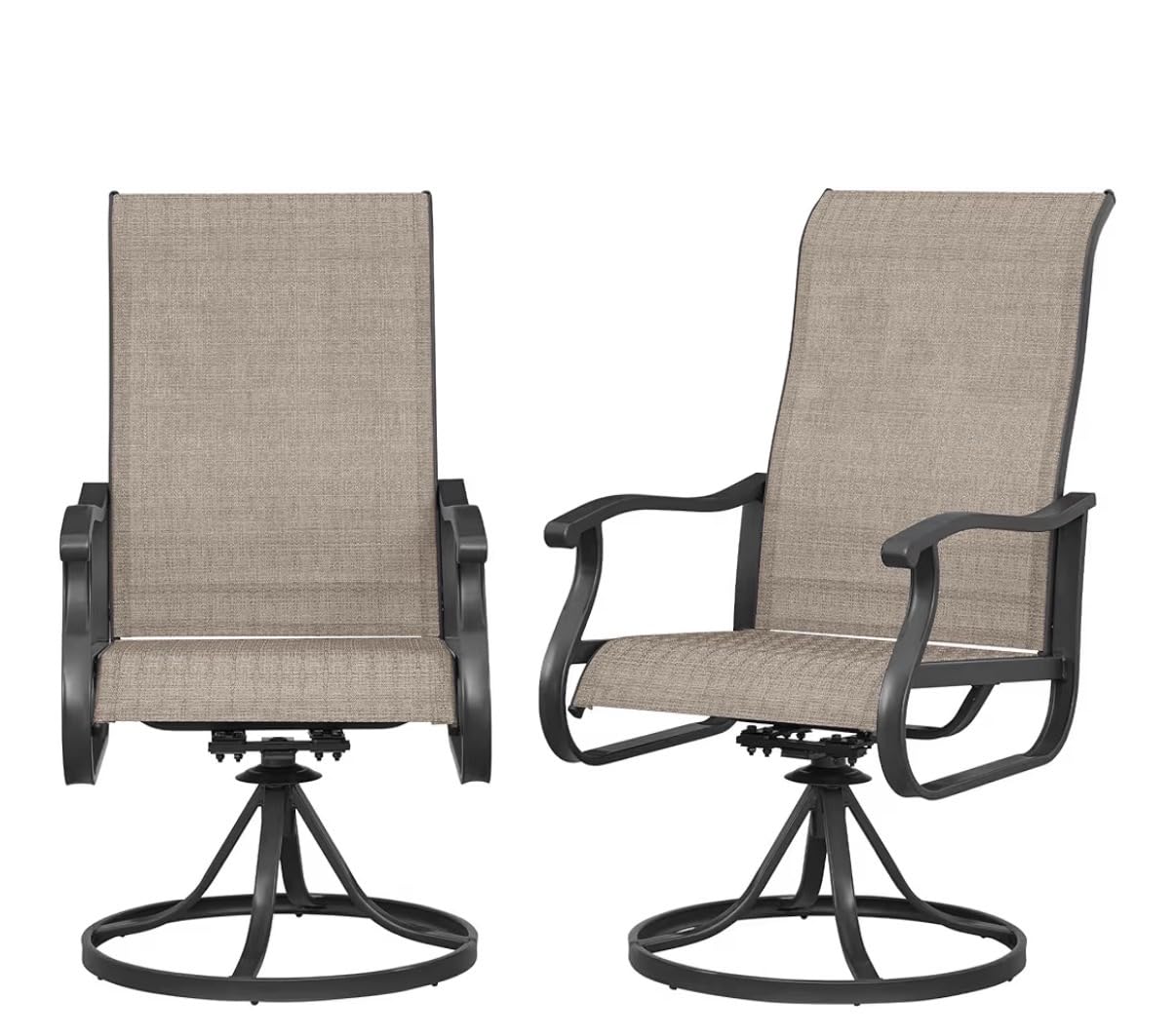 Amopatio Patio Swivel Chairs Set of 4, Outdoor Swivel Rocker Dining Chairs with All Weather Textilene High Back & Metal Frame, for Backyard Deck Lawn, Brown customer photo 1