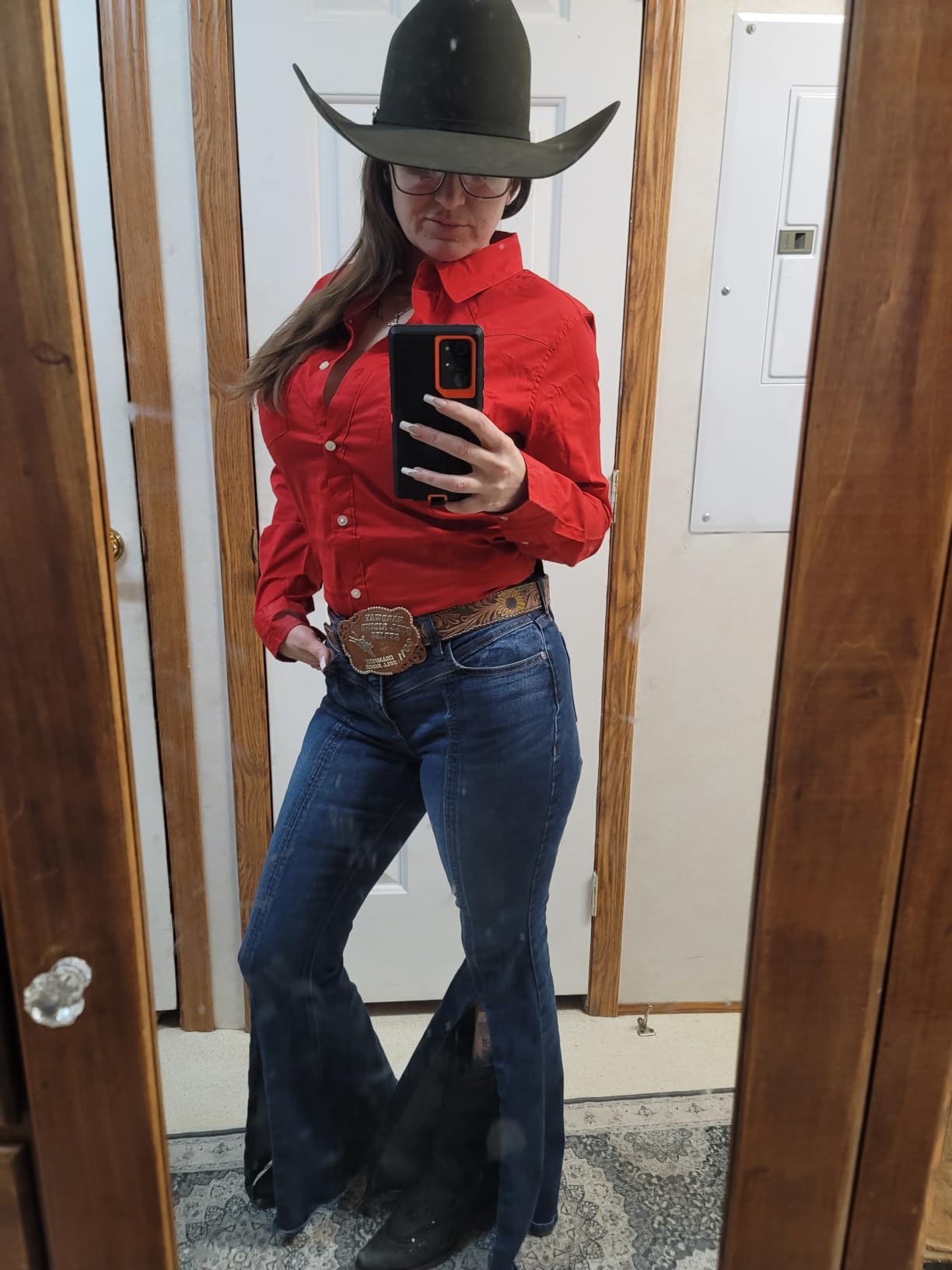 Wrangler Women's Retro Long Sleeve Cool Blue Solid Western Shirt customer photo 1