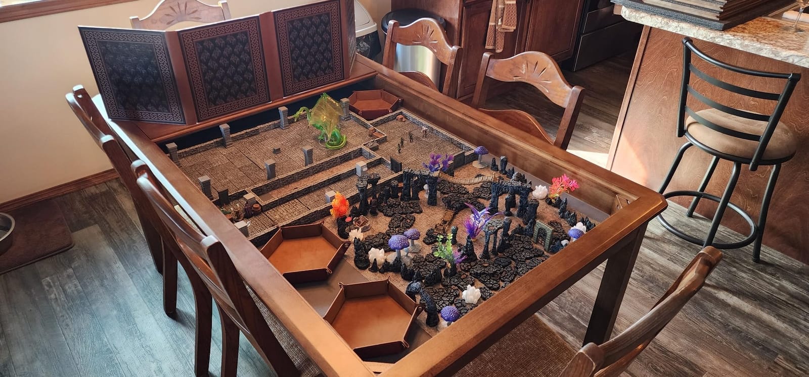 Board Game Table with Removable Table Top, Seats 4 to 6 Players with 57in x 33in Play Area, Includes Play Mat, Detachable Cup Holders and Dice Trays, Minimal Assembly Required customer photo 2