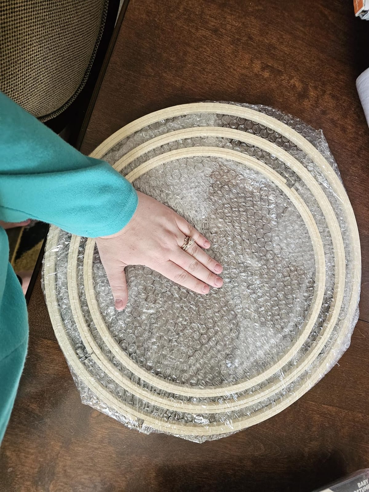CroBlissful 3 Pcs Large Embroidery Hoop 12 14 16 Inch Round Wooden Kit | No Slip Grip for Quilting, Cross Stitch, Wooden Hoops with Metal Screw, Round Frame Set for DIY Sewing Art Crafts customer photo 2
