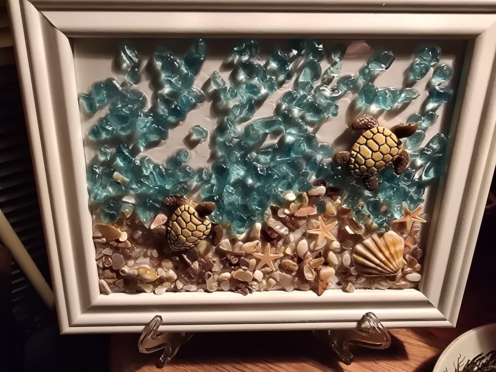 Sea Glass Art Kits, New Sea Glasss Resin Art Kits for Adults, DIY Mosaic Glass Kits, Mosaic Kits for Adults Resin Beach Art Kit for Home Decoration, Bookshelf, Office, Windowsill (G) customer photo 1