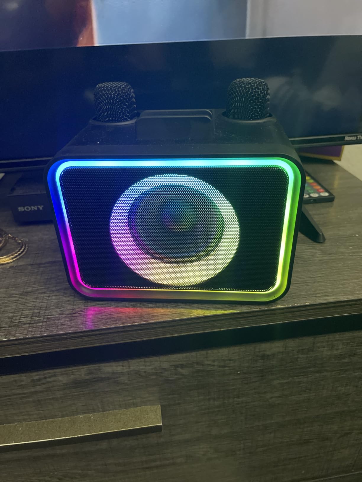 Karaoke Machine for Kids Adults,Bluetooth Speaker 2 Wireless Microphones customer photo 2