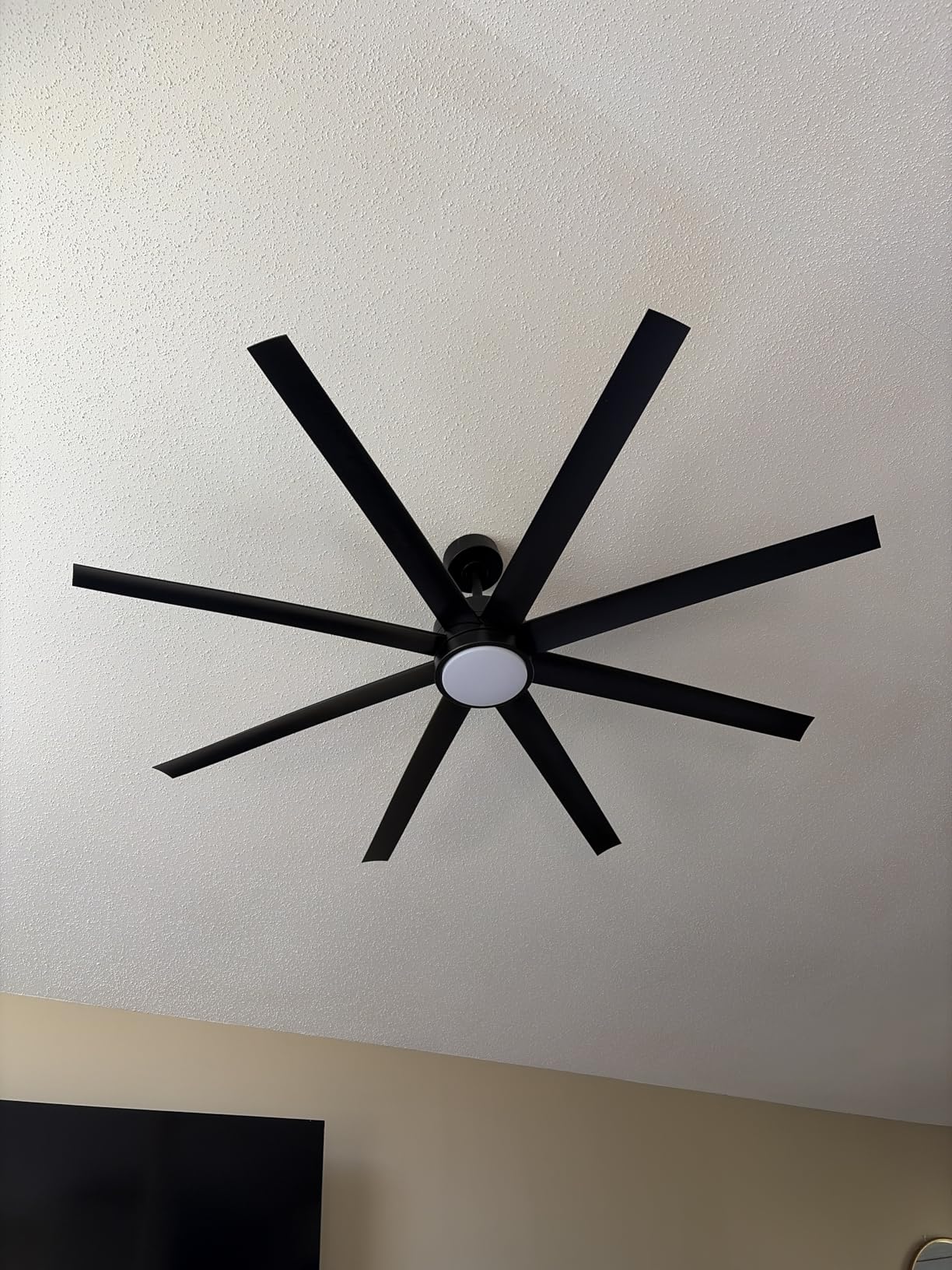 Modern Ceiling Fans with Lights, 72 Inch Ceiling Fan with Light and Remote, Bedroom Living Room Library Cafe Outdoor/Industrial,24W 6CCT Dimmable, 8 Blades 6 Speed Reversible Quiet DC Motor, Black customer photo 1