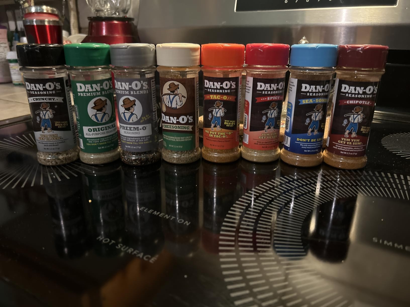 Dan-O's Seasoning Variety Pack - 8 Bottle Set (Extra-Small Bottles) - Original, Spicy, Chipotle, Crunchy, Cheesoning, Preem-O, SEA-soning & Tac-O - All Purpose, Sugar Free, Zero Calorie Spice Set customer photo 2